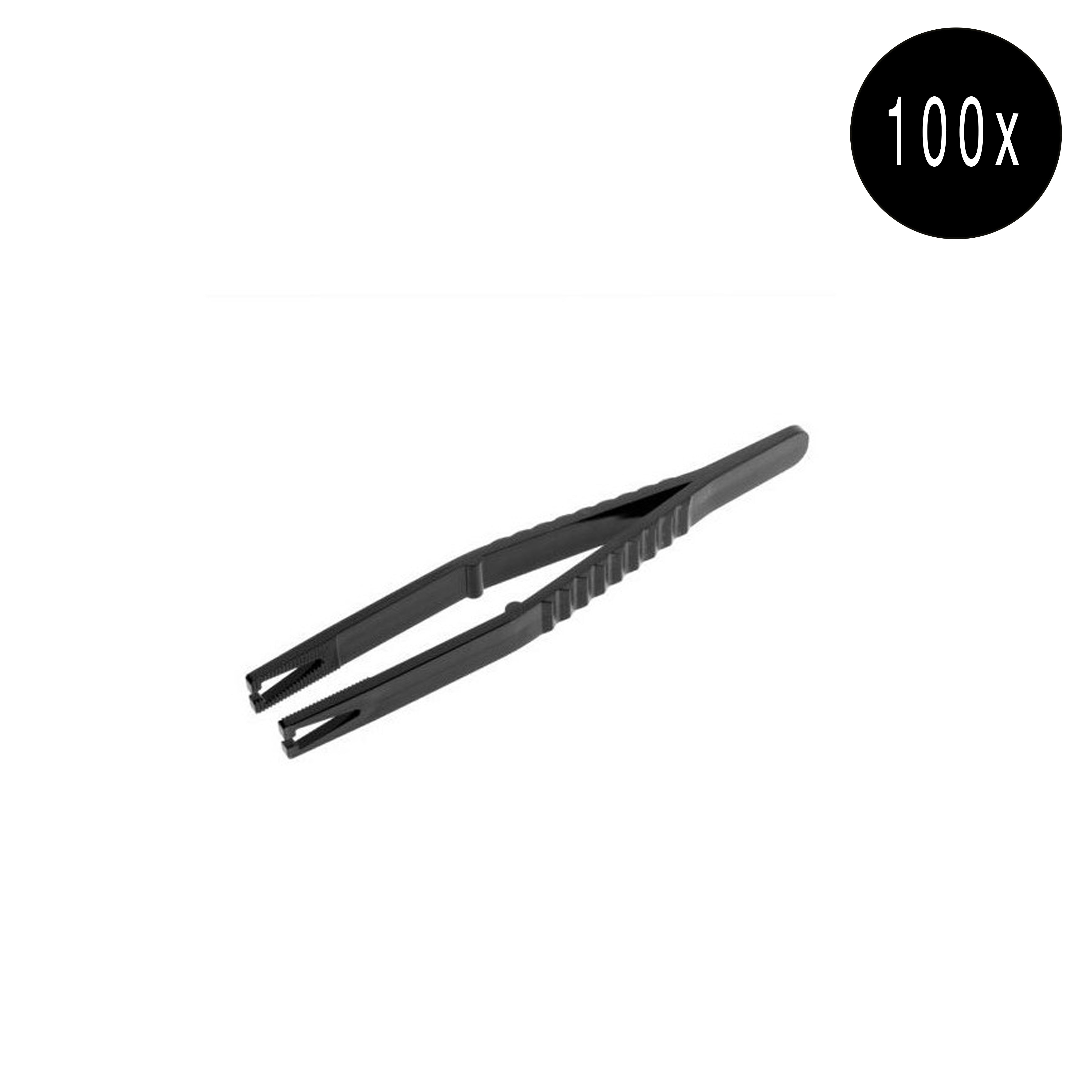 Kunststof Omdoos - Steriel Verpakte Piercing Forceps Driehoekig - 100 stuks Zwart