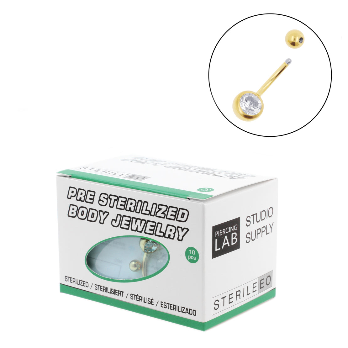 Titanium Zirconia Belly Button Piercings - Sterilized (10 pcs) Gold