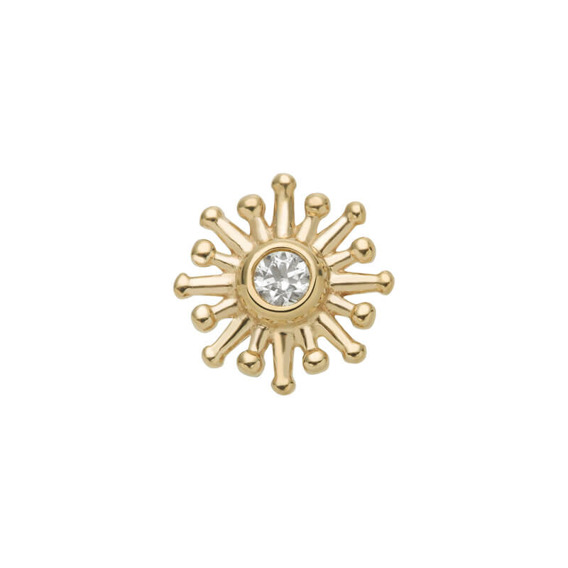 14 Karaats Gouden Dotted Zon Met Zirkonia