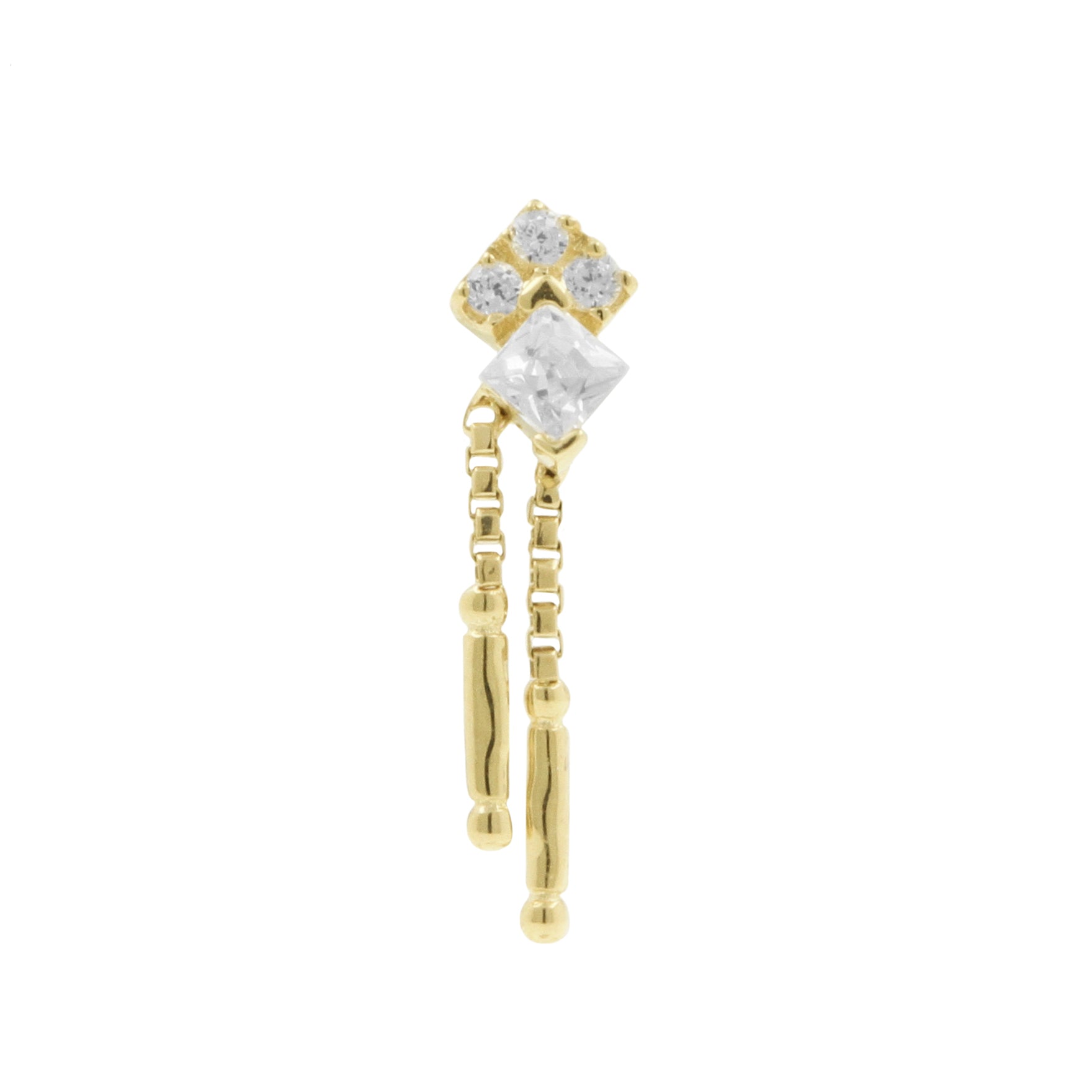 14 Karaats Gouden Vierkante Zirkonia Stack Hanger