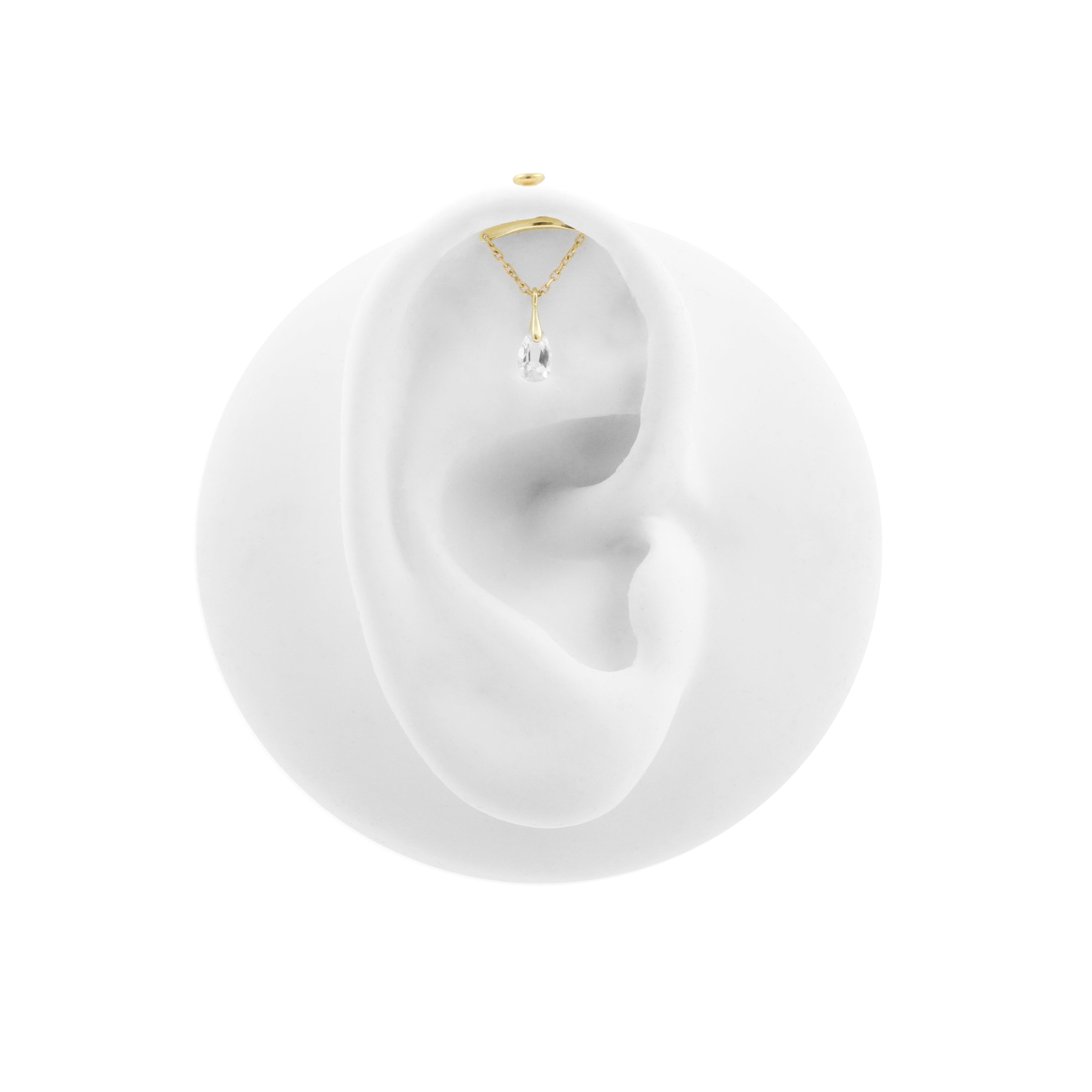 18 Karat Gold Vertical Helix - Topaz Droplet