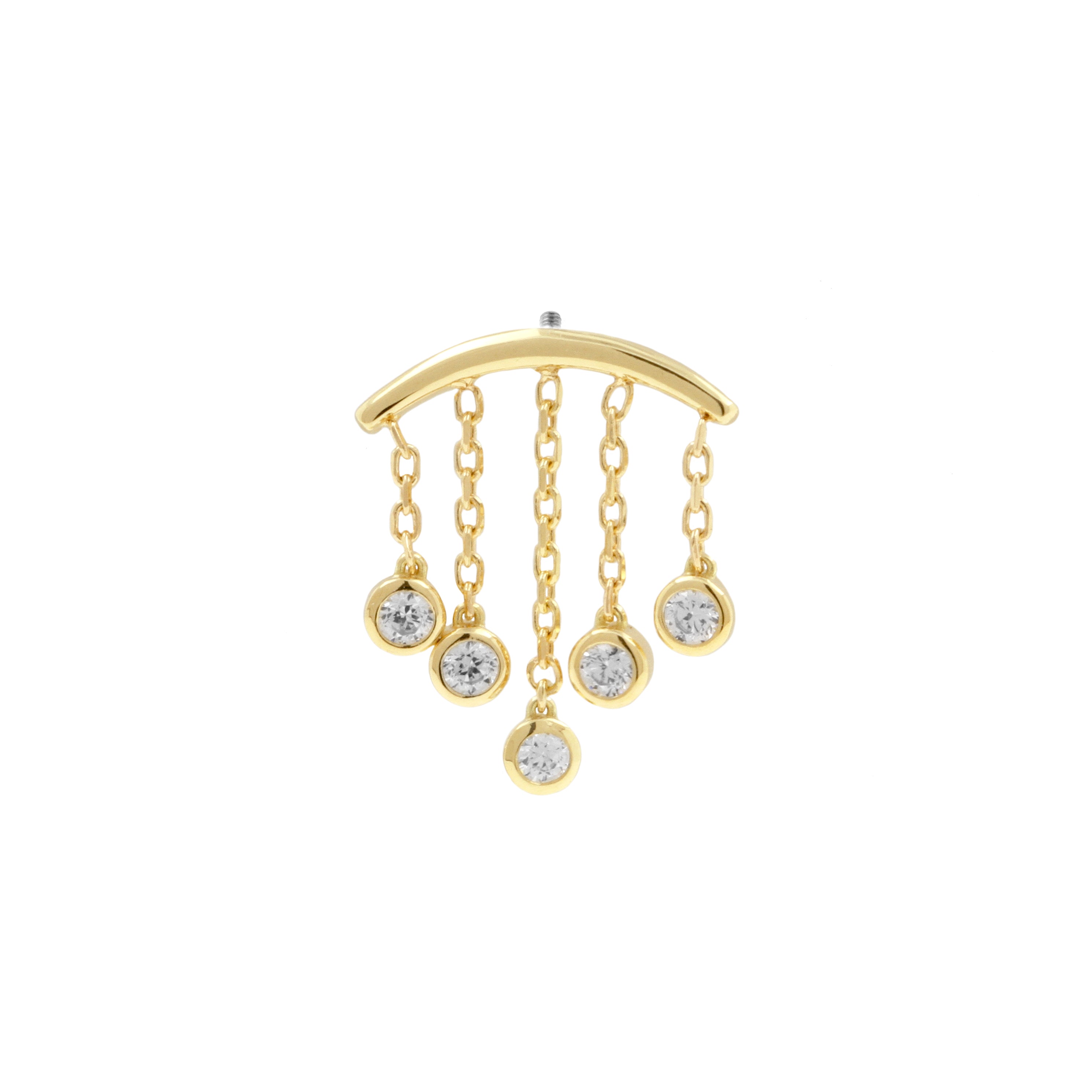 18 Karat Gold Vertical Helix - Zirconia Dangles