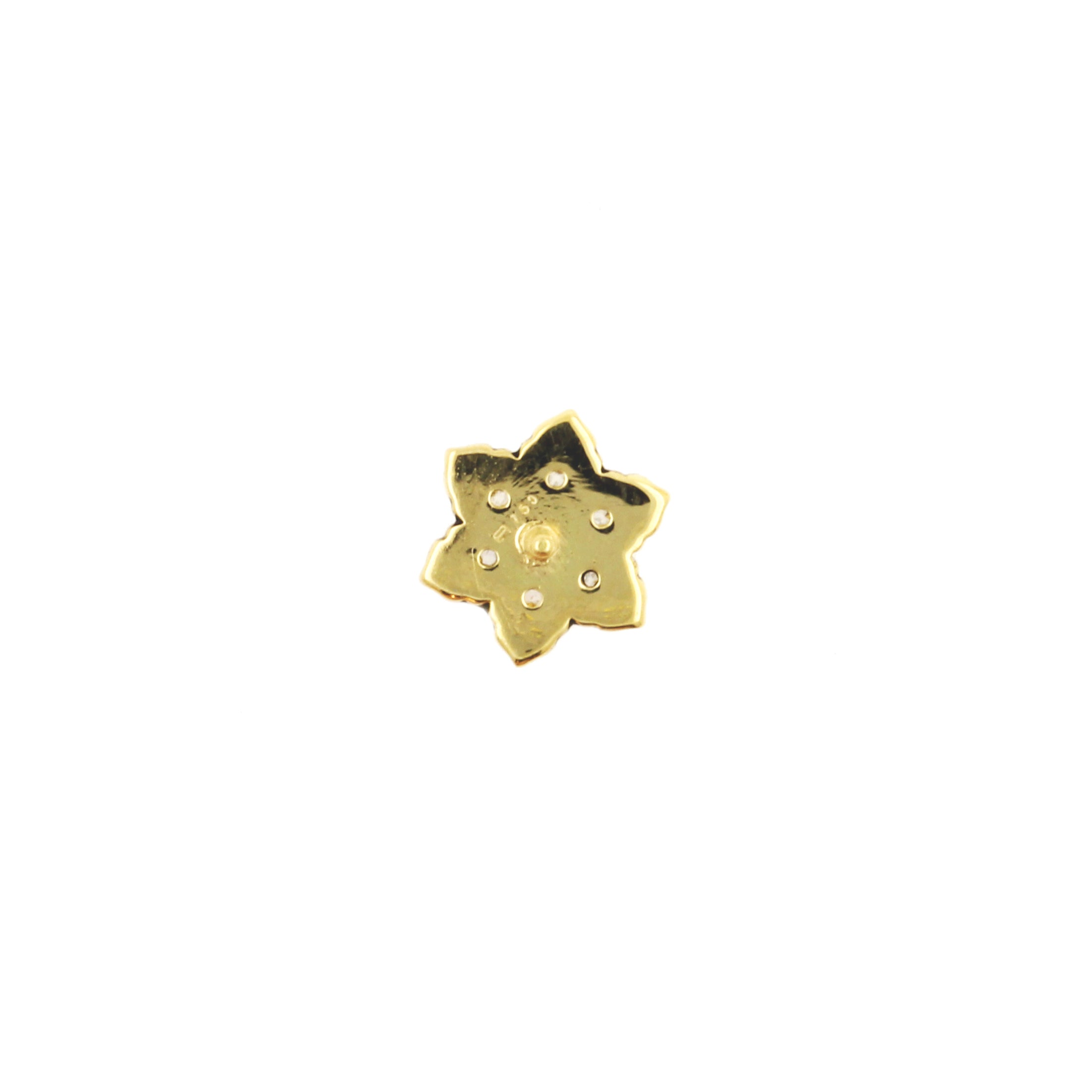 18 Karat Gold Zirconia And Topaz Flower Dark Blue