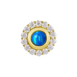 18 Karat Gold Vintage Opal Zirkonia - Rund Saphirblau Opal