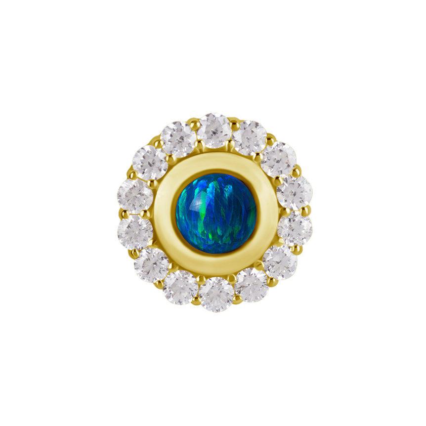18 Karaats Gouden  Vintage Opaal Zirkonia - Rond Black Opal