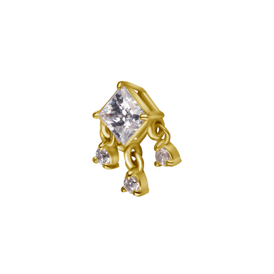 18 Karat Gold Zirconia Danlged Square