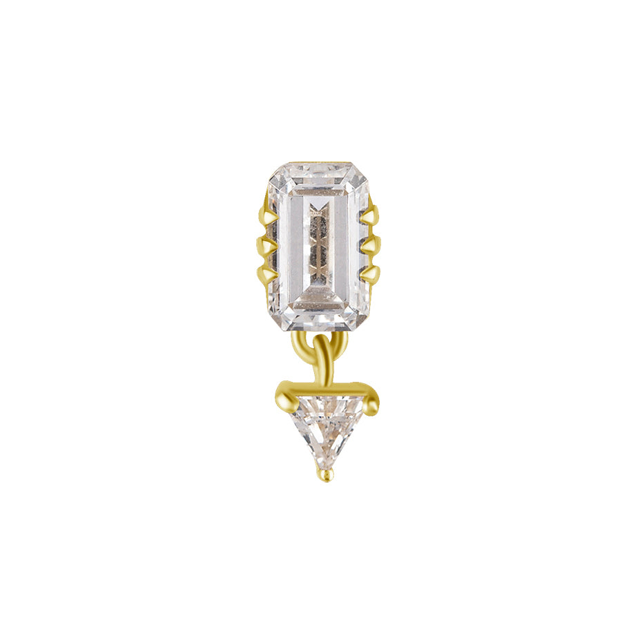18 Karat Gold Zirconia Danlged Rectangle