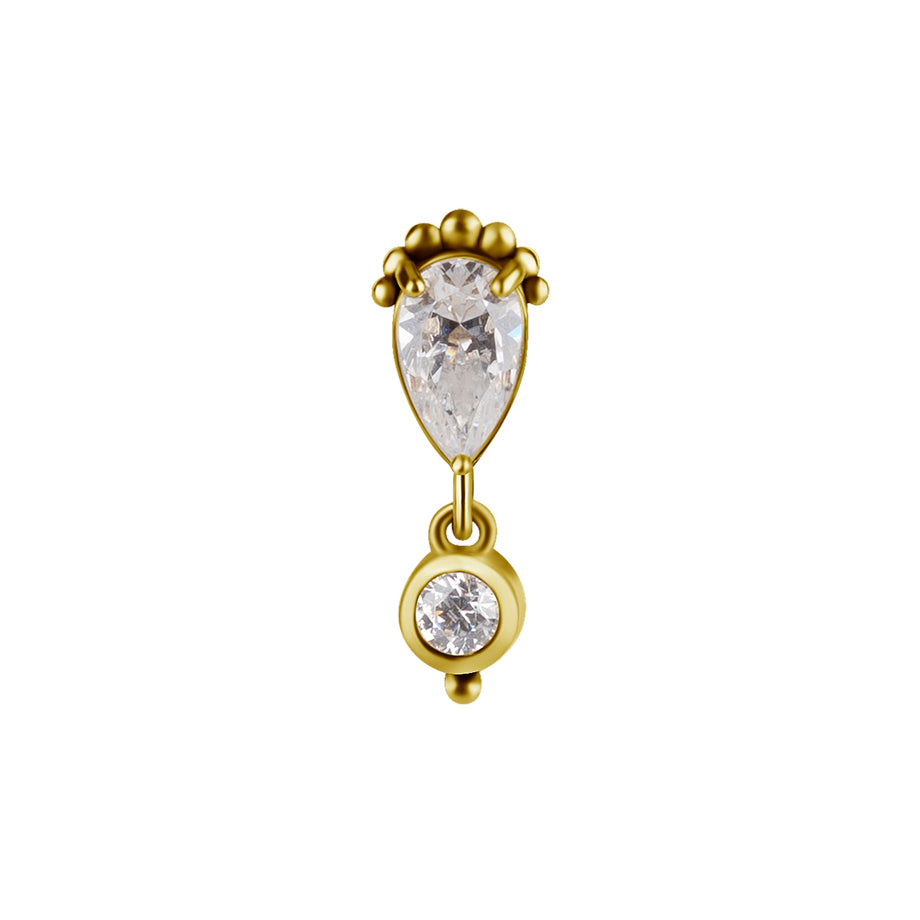 18 Karat Gold Zirconia Dangled Teardrop