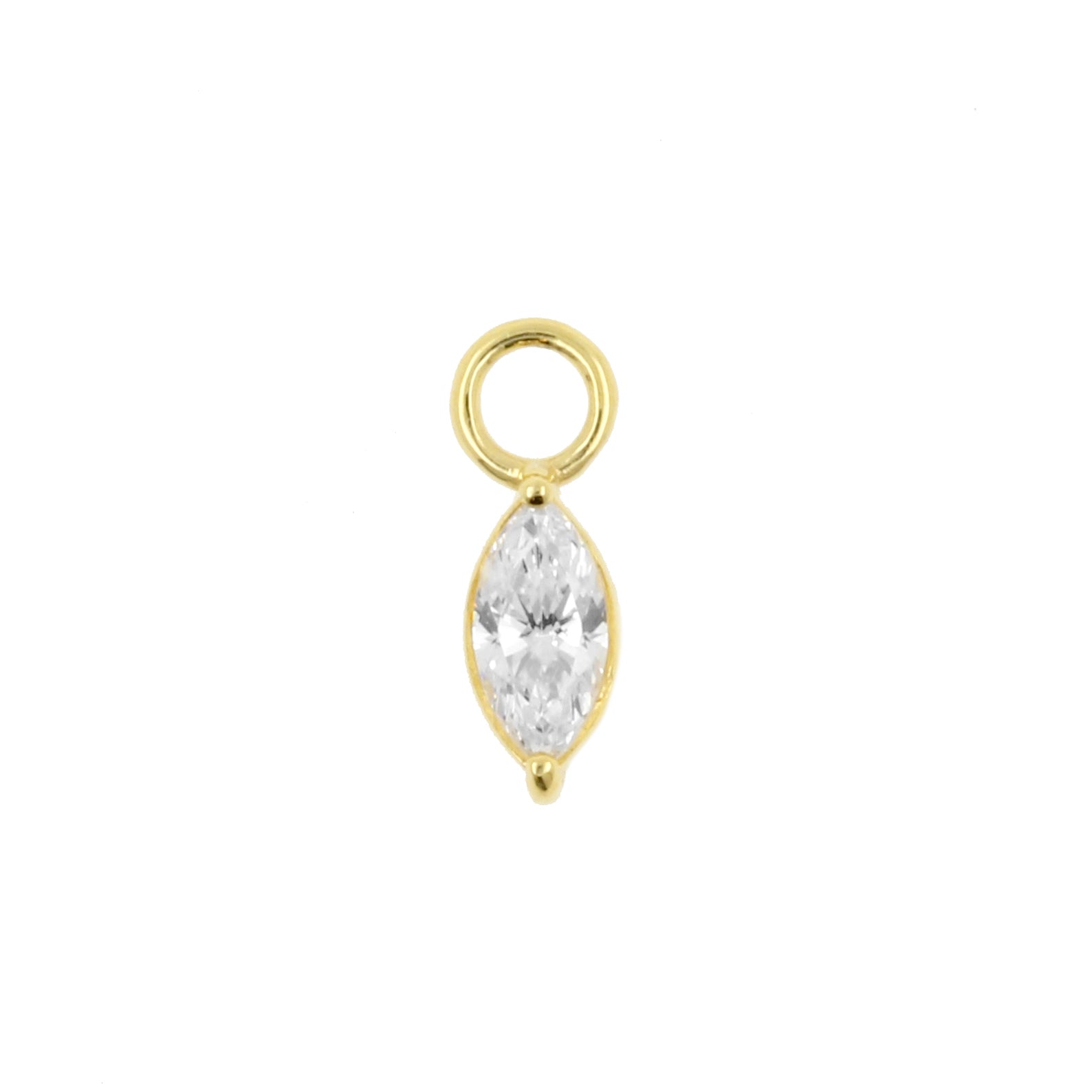 18 Karaats Gouden Click Ring Bedel - Zirkonia Marquise