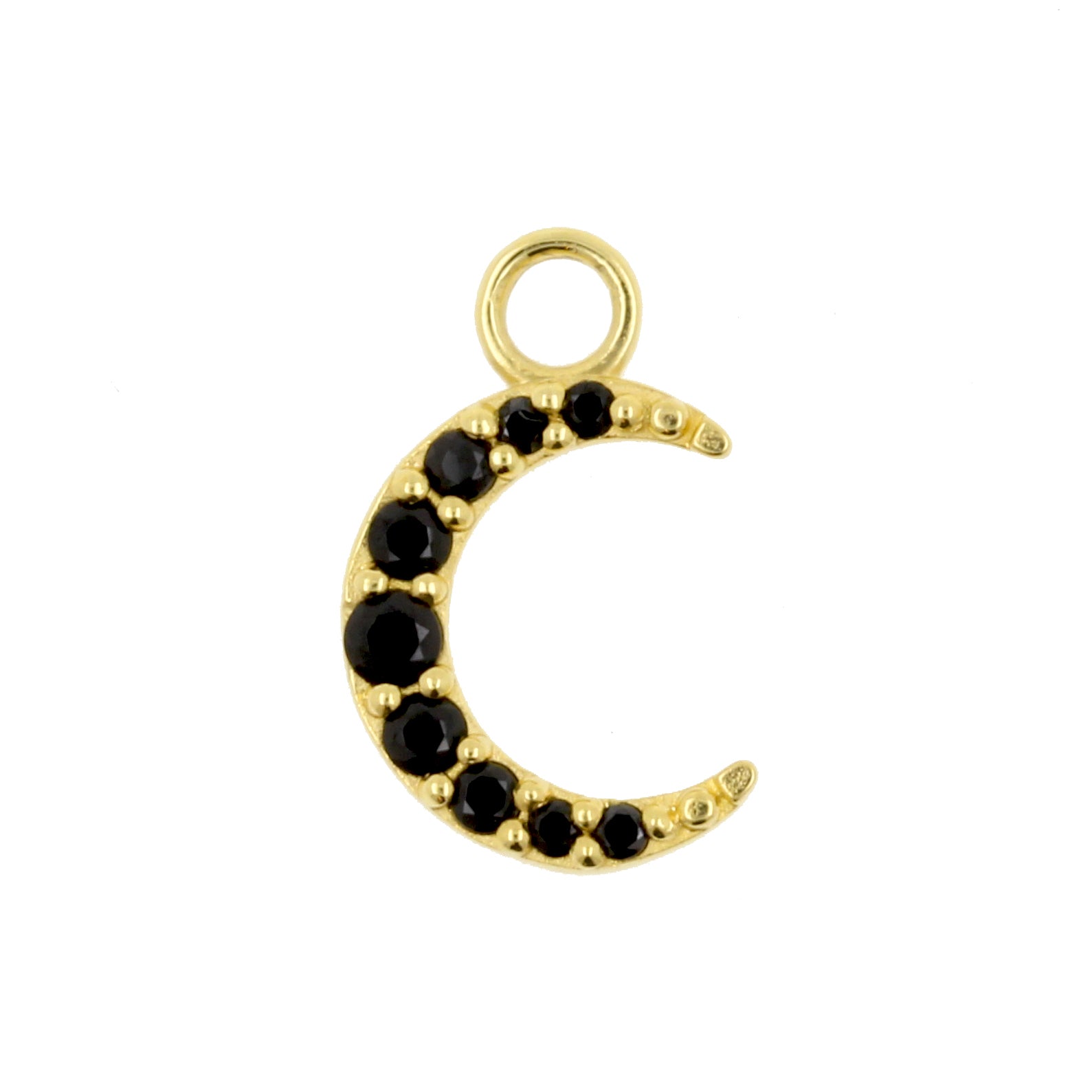 18 Karaats Gouden Click Ring Bedel - Zirkonia Moon Black