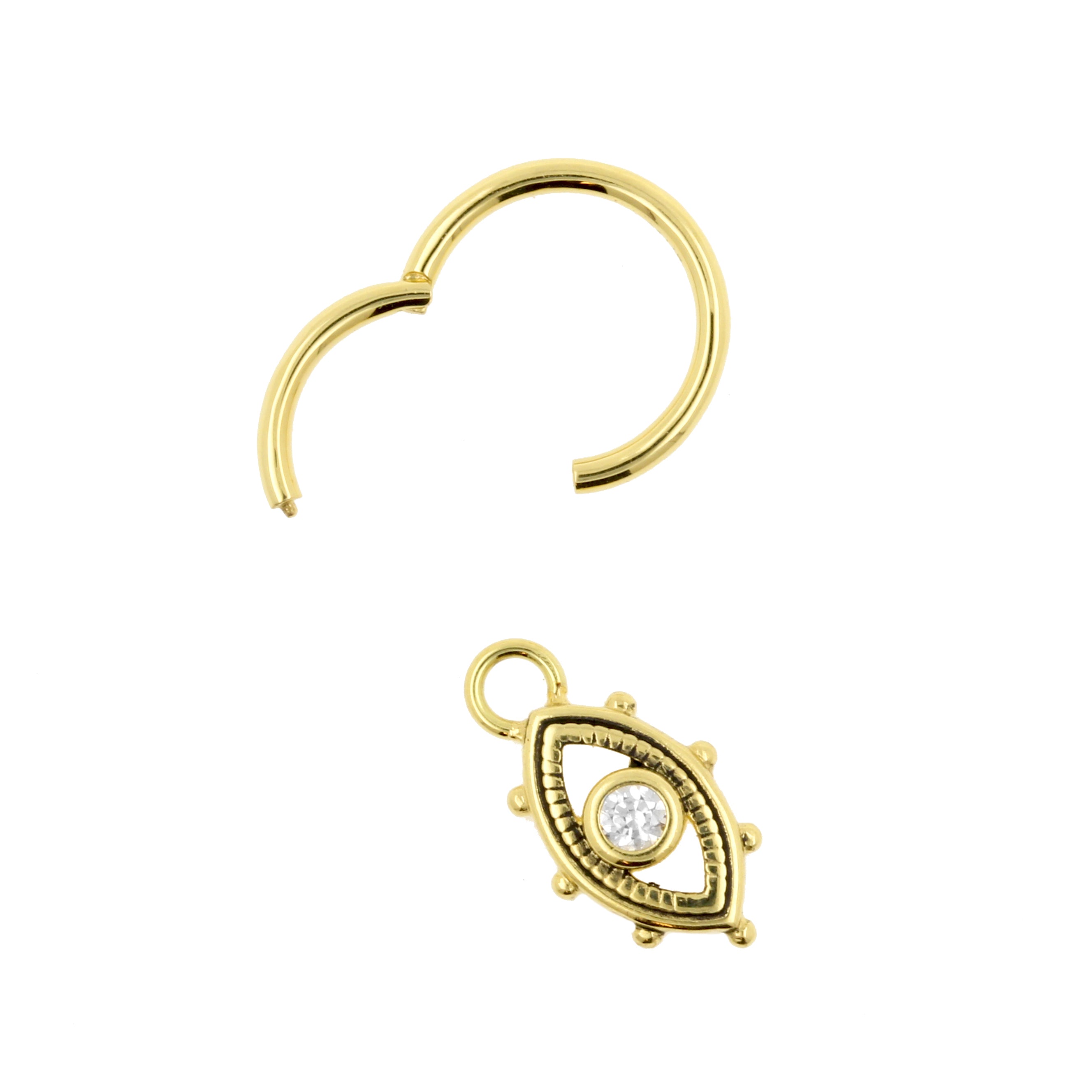 18 Karaats Gouden Click Ring Bedel - Zirkonia Eye Goud