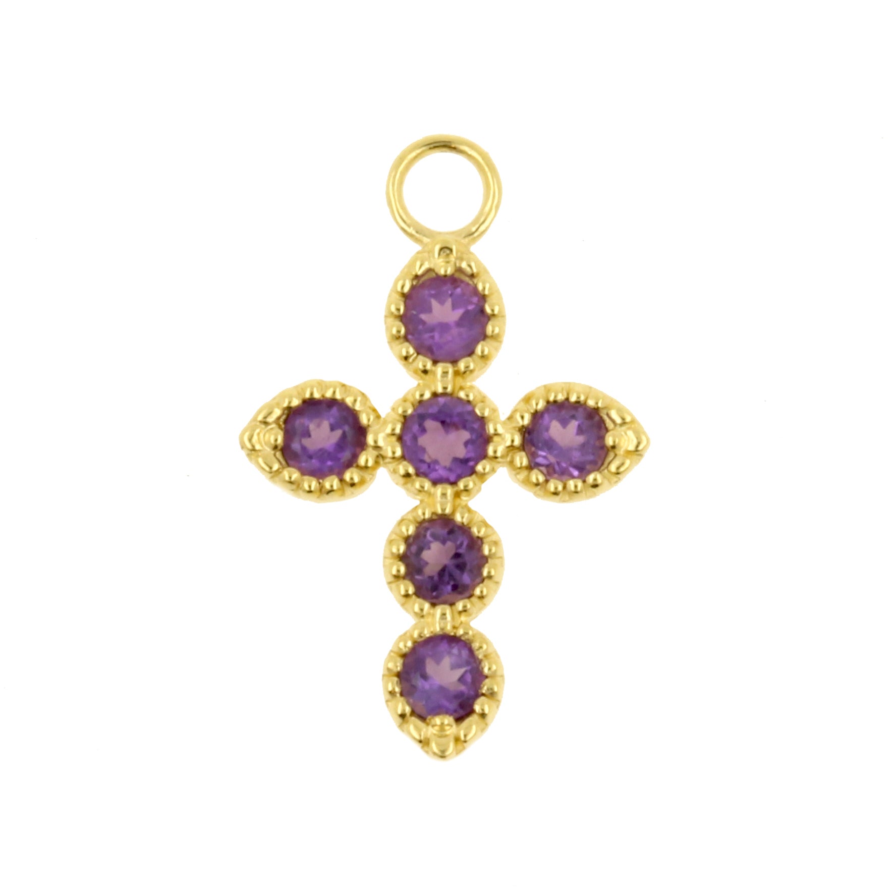 18 Karaats Gouden Click Ring Bedel - Cross Amethist Amethyst