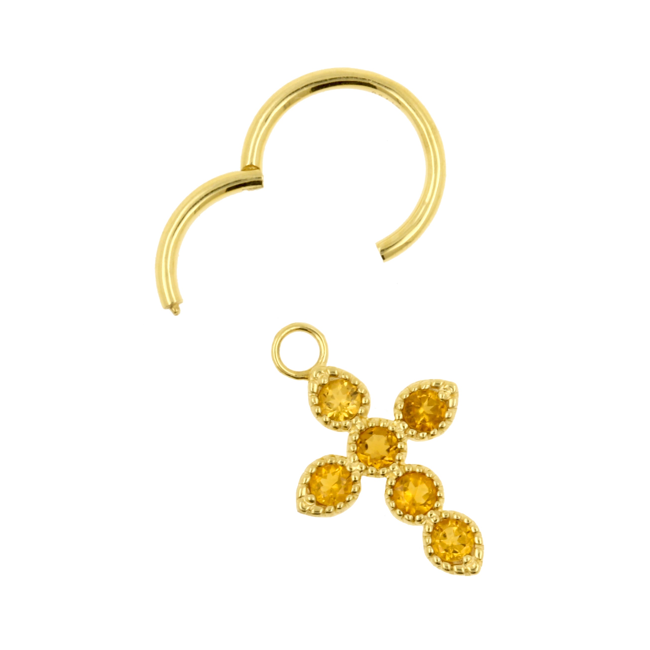 18 Karaats Gouden Click Ring Bedel - Cross Citiren Orange
