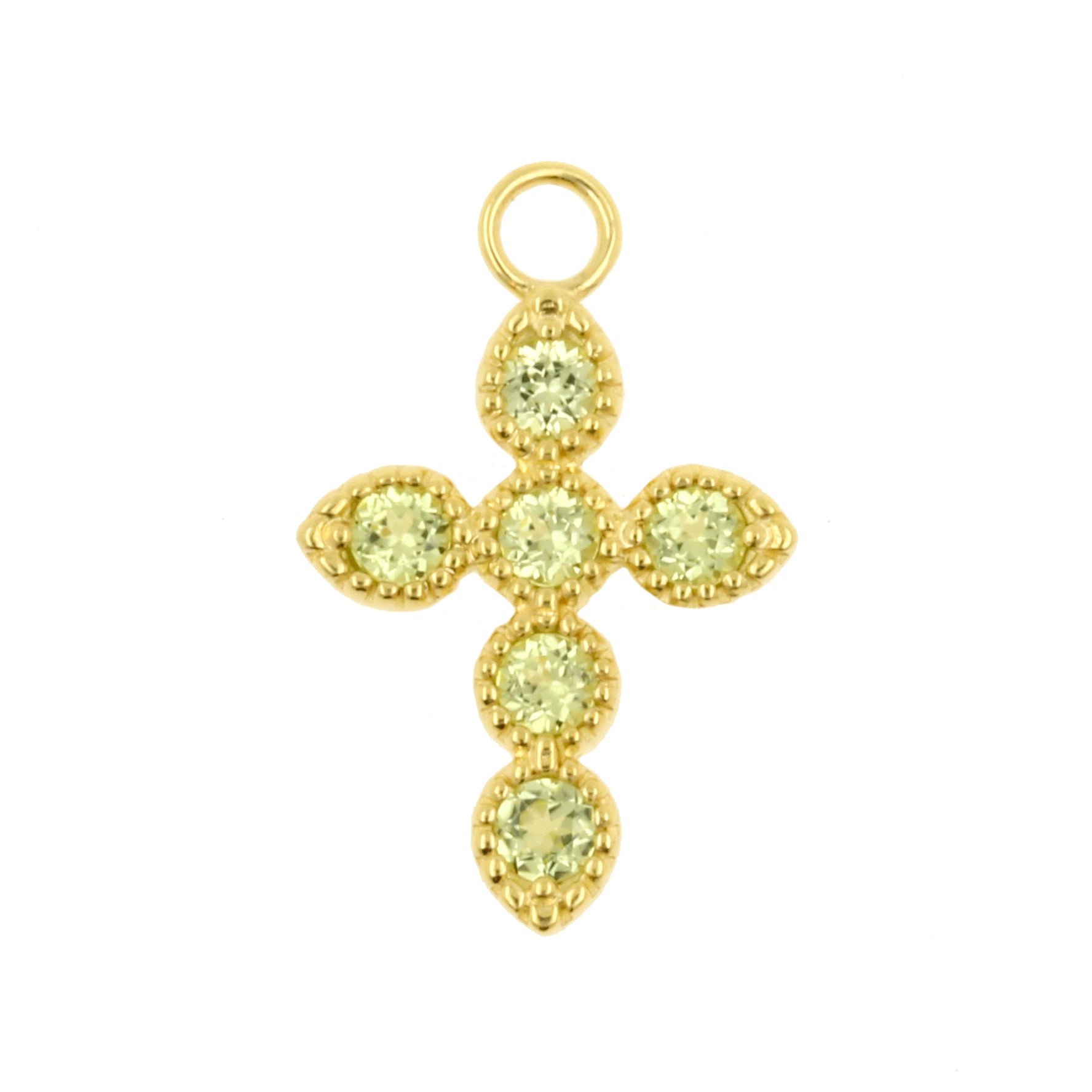 18 Karaats Gouden Click Ring Bedel - Cross Peridoot Peridot