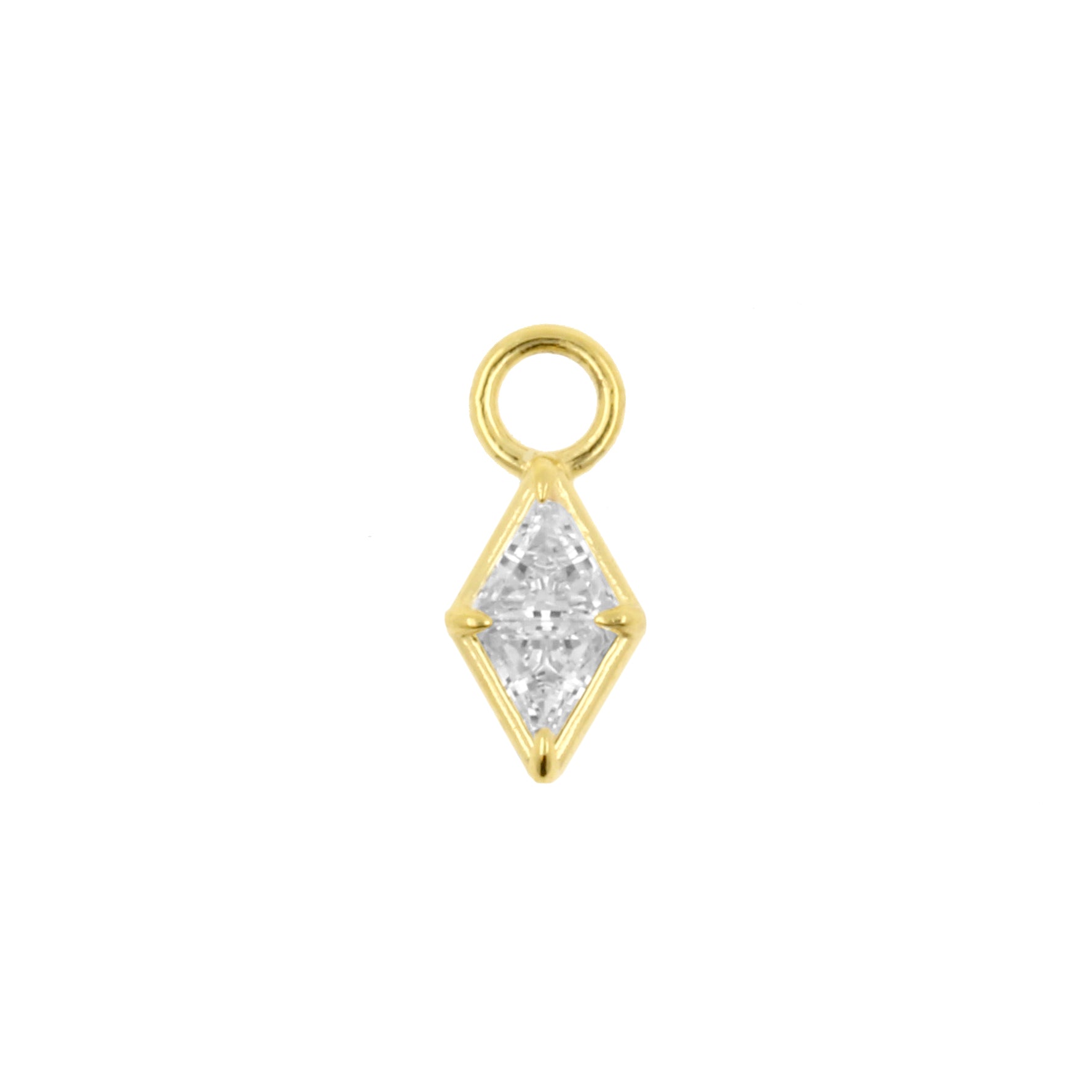 18 Karaats Gouden Click Ring Bedel - Zirkonia Ruit