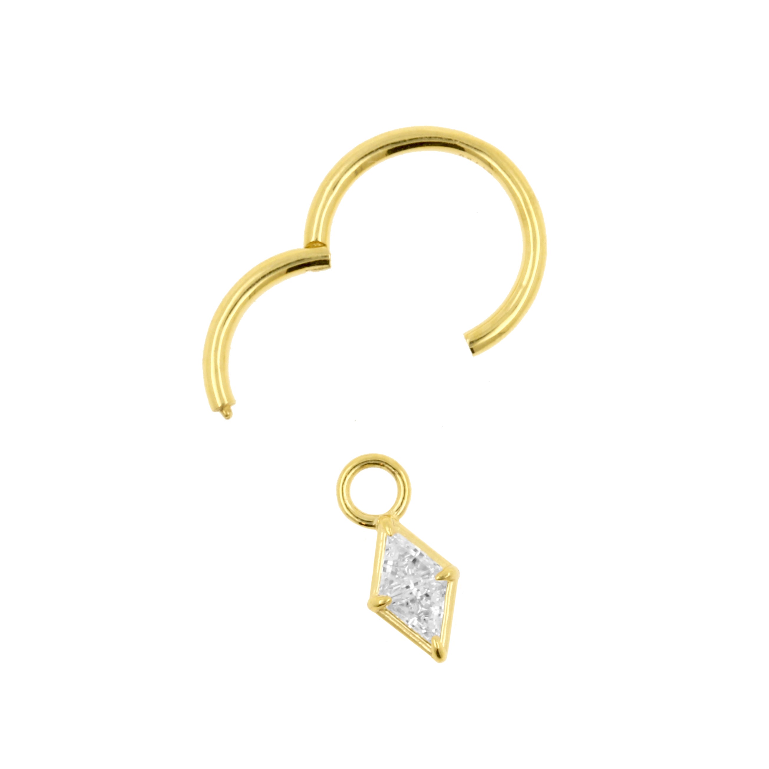 18 Karaats Gouden Click Ring Bedel - Zirkonia Ruit