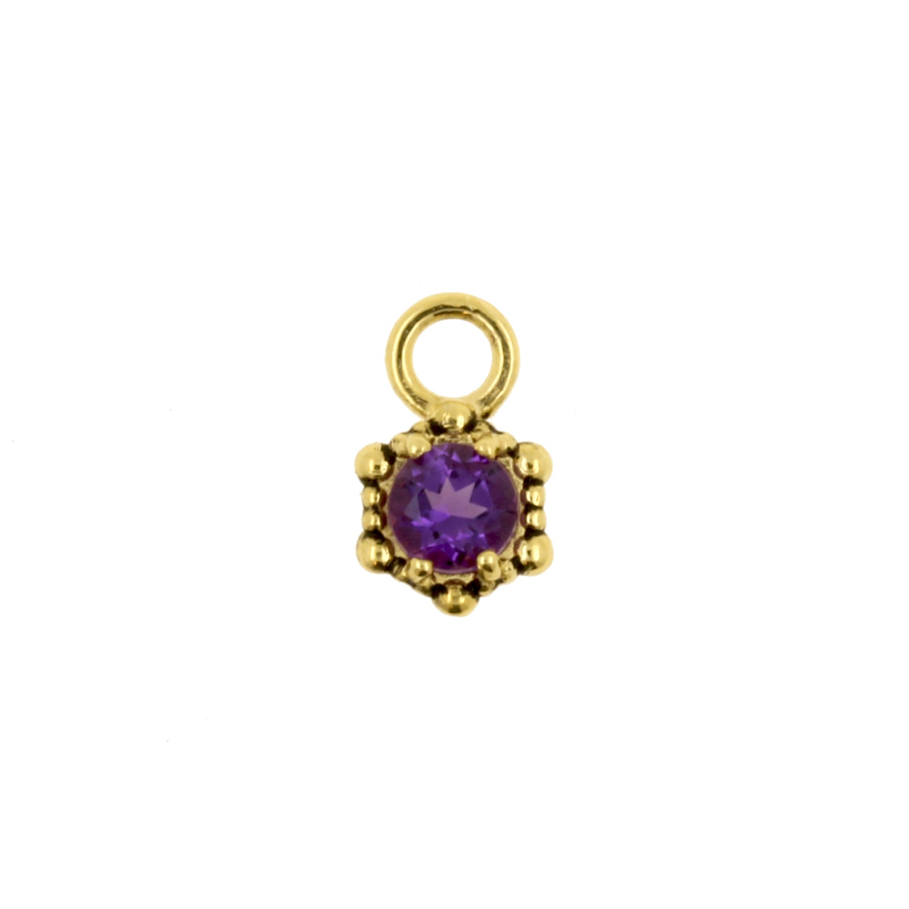 18 Karaats Gouden Click Ring Bedel - Vintage Dots Amethist