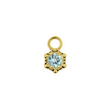 18 Karat Gold Click Ring Charm - Vintage Dots Blauer Topas Blau