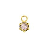 18 Karat Gold Click Ring Charm - Vintage Dots Rosa Amethyst