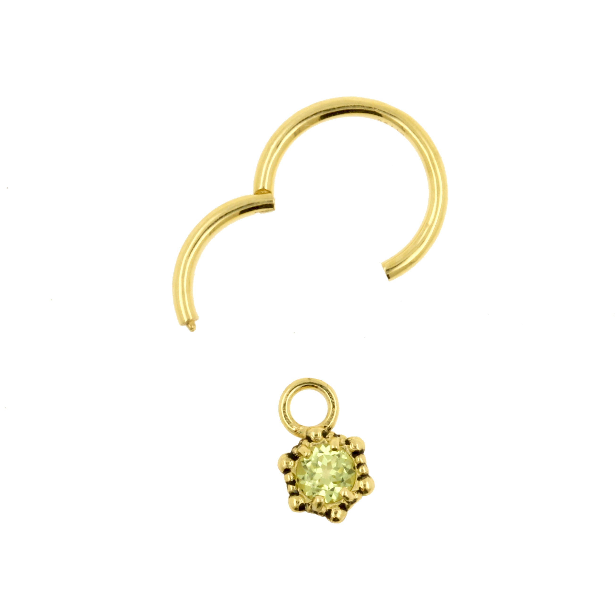 18 Karaats Gouden Click Ring Bedel - Vintage Dots Peridoot Peridot