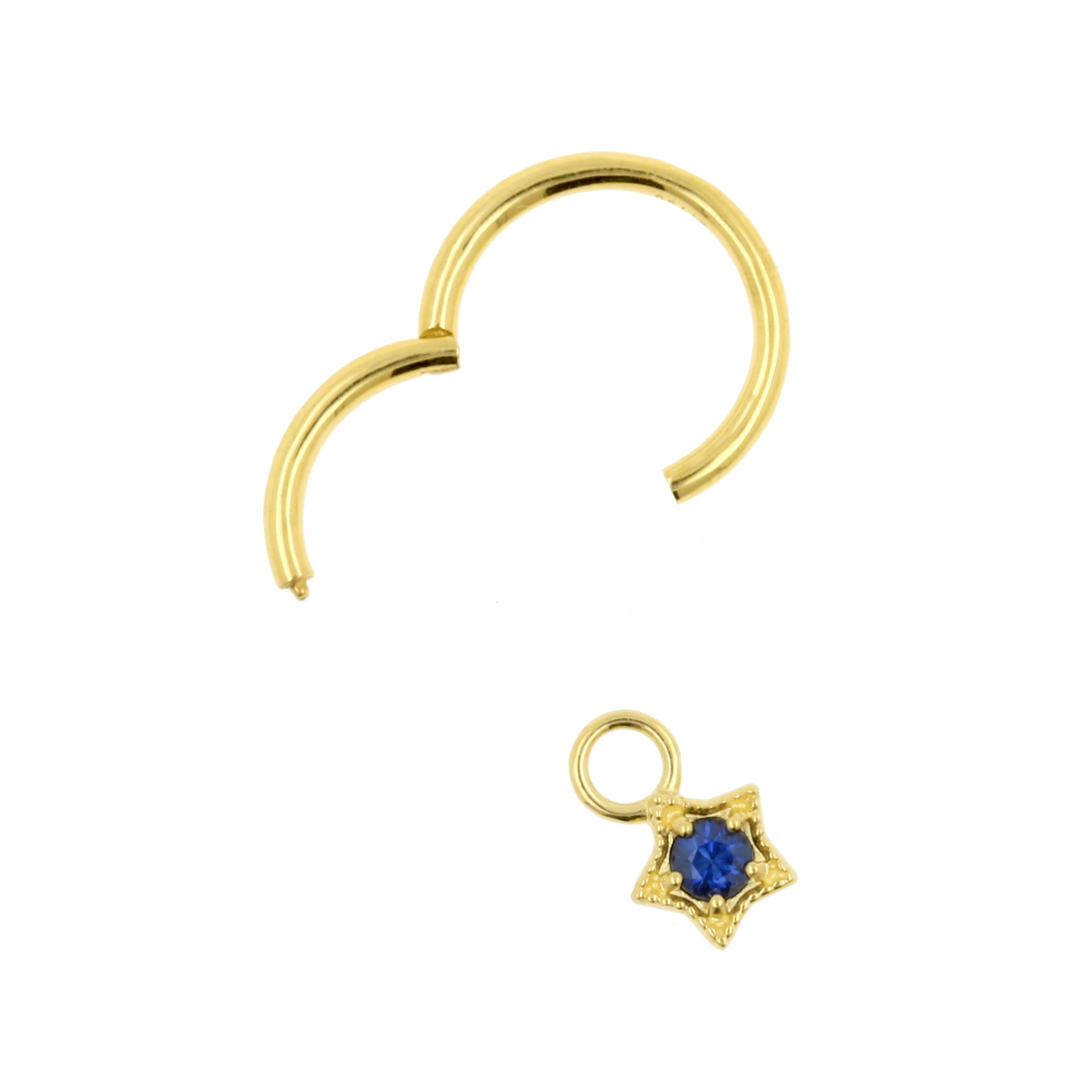 18 Karaats Gouden Click Ring Bedel - Diffusion Sapphire Star Blue
