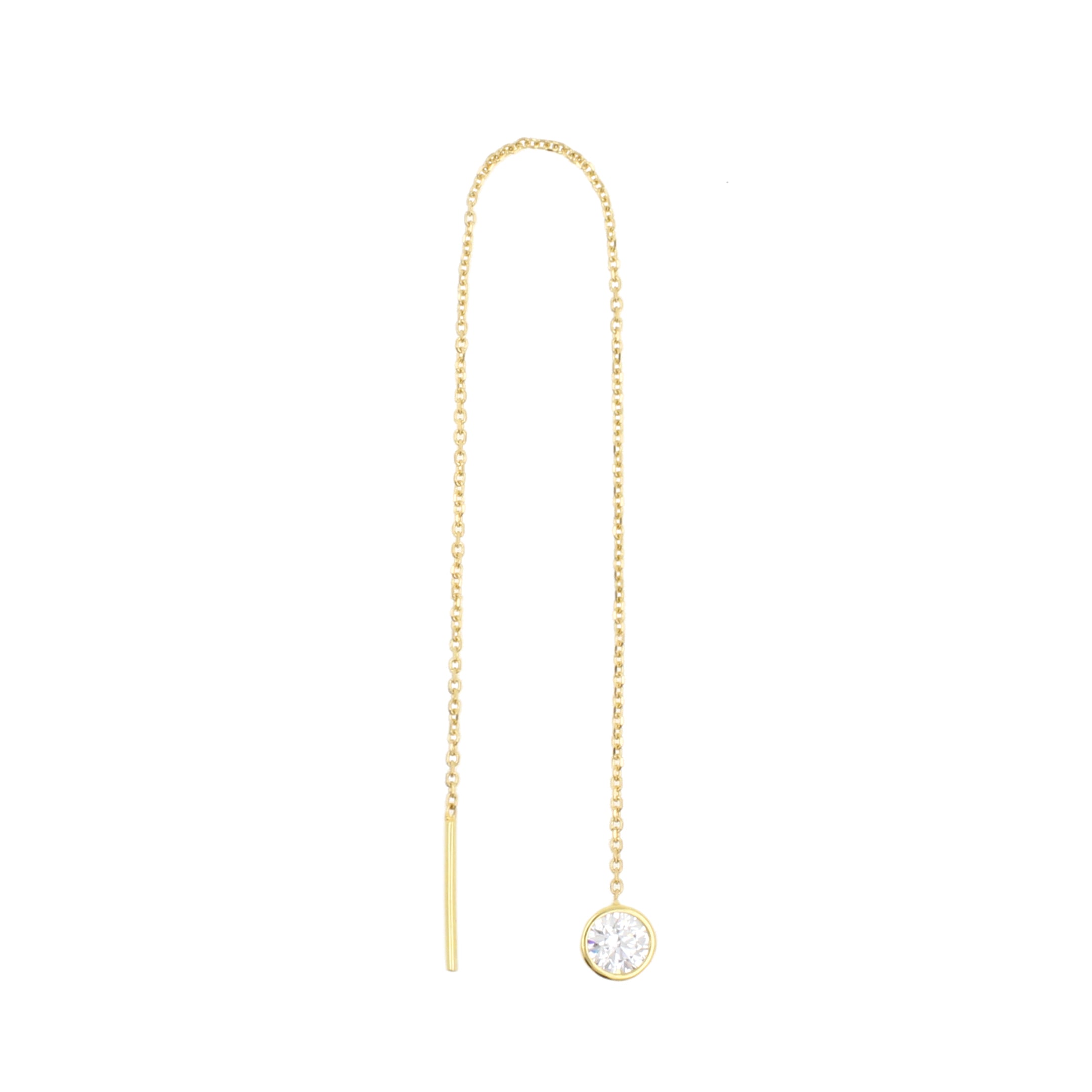 18 Karat Gold Ear Threader - Zirconia Round