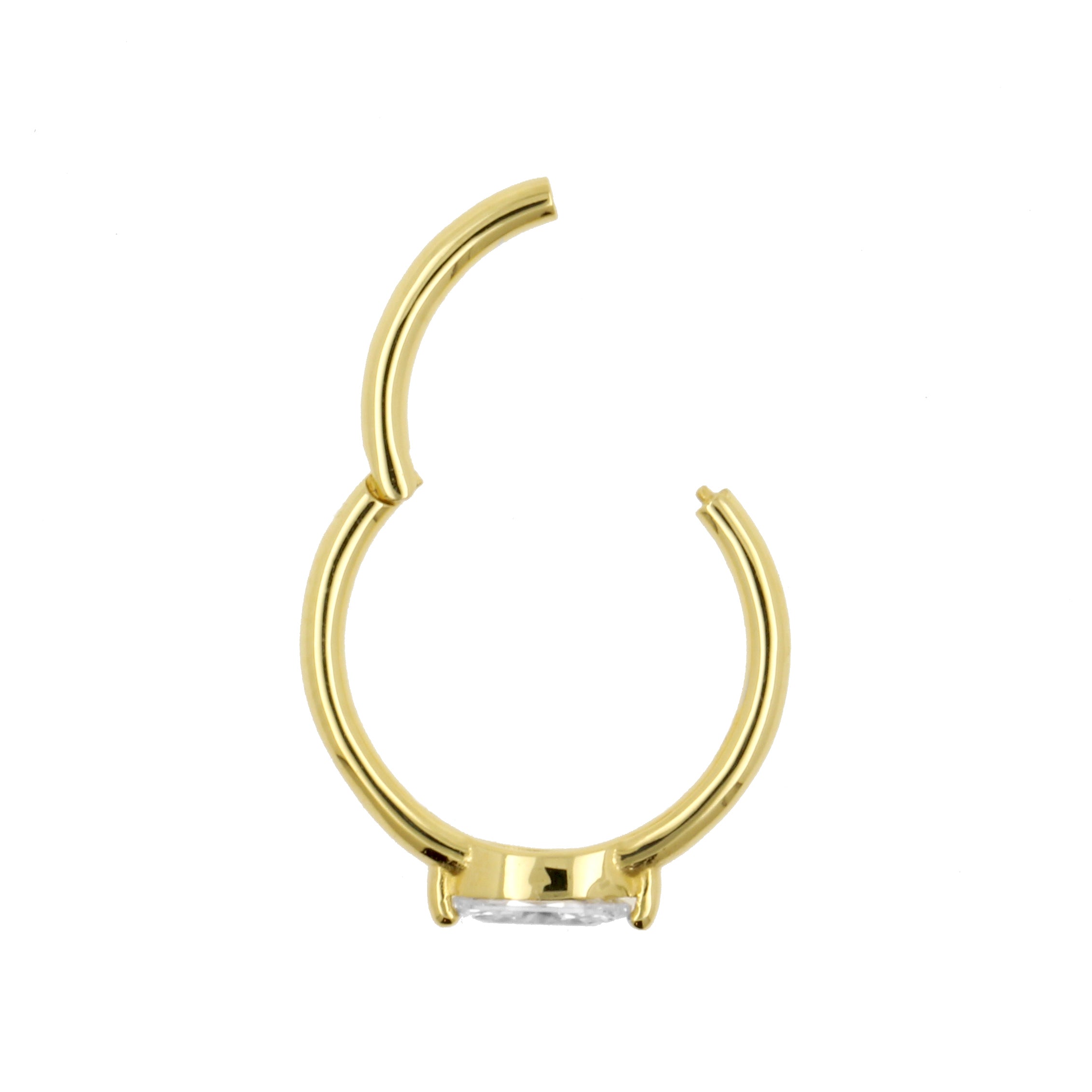 18 Karaats Gouden Conch Clicker - Zirkonia Marquise Clear