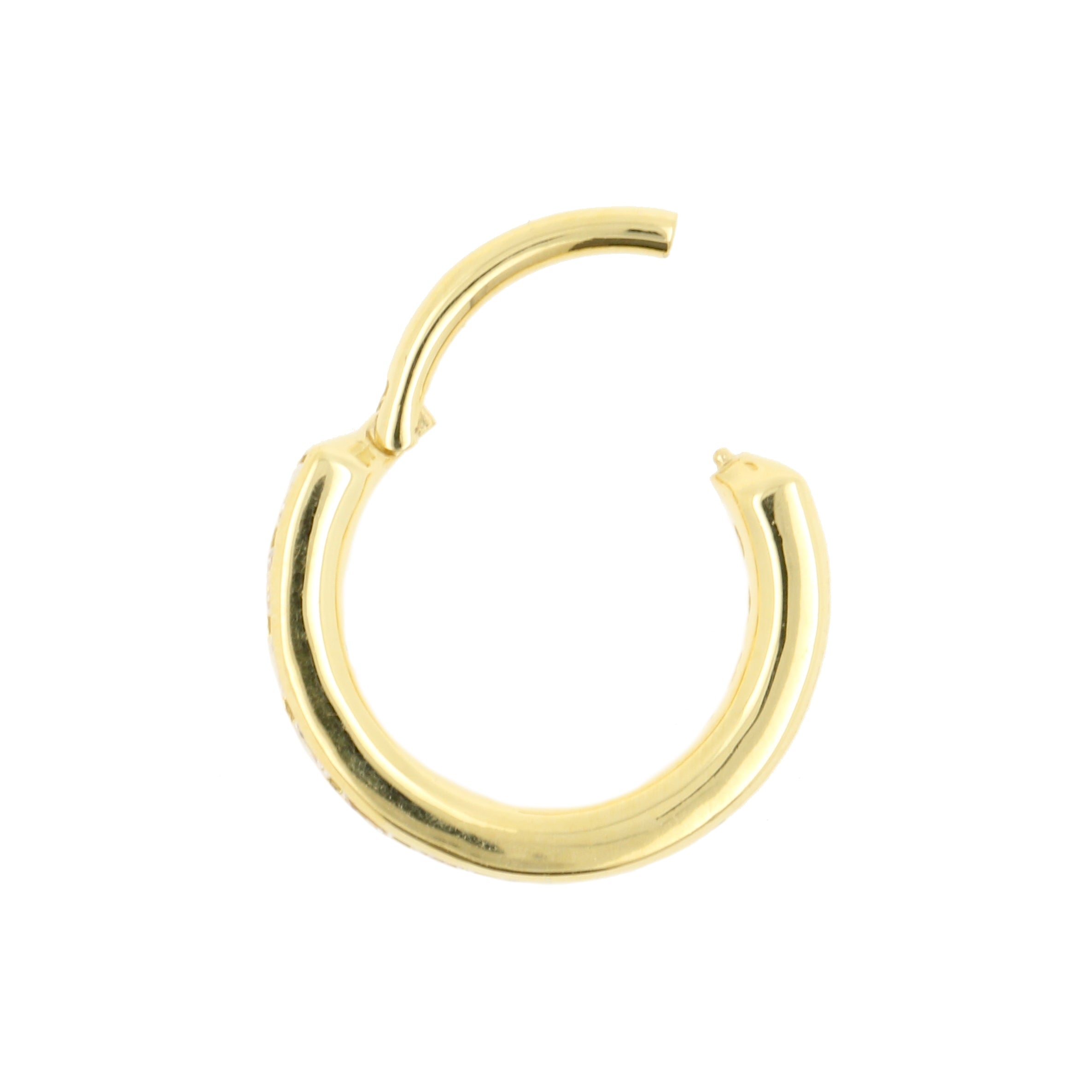 18 Karaats Gouden Conch Clicker - Zirkonia Princess Cut Clear