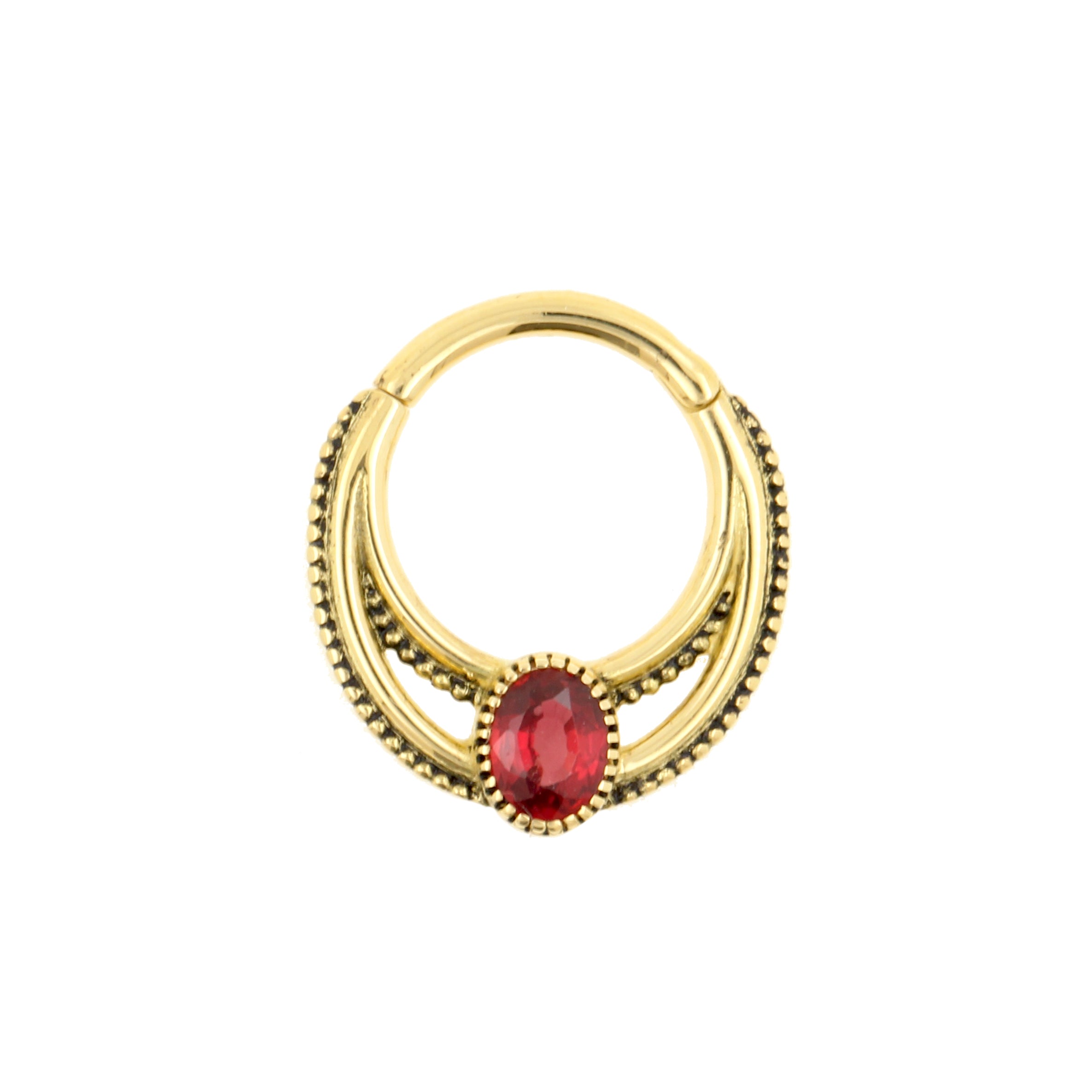 18 Karaats Gouden Click Ring - Double - Songea Sapphire Red