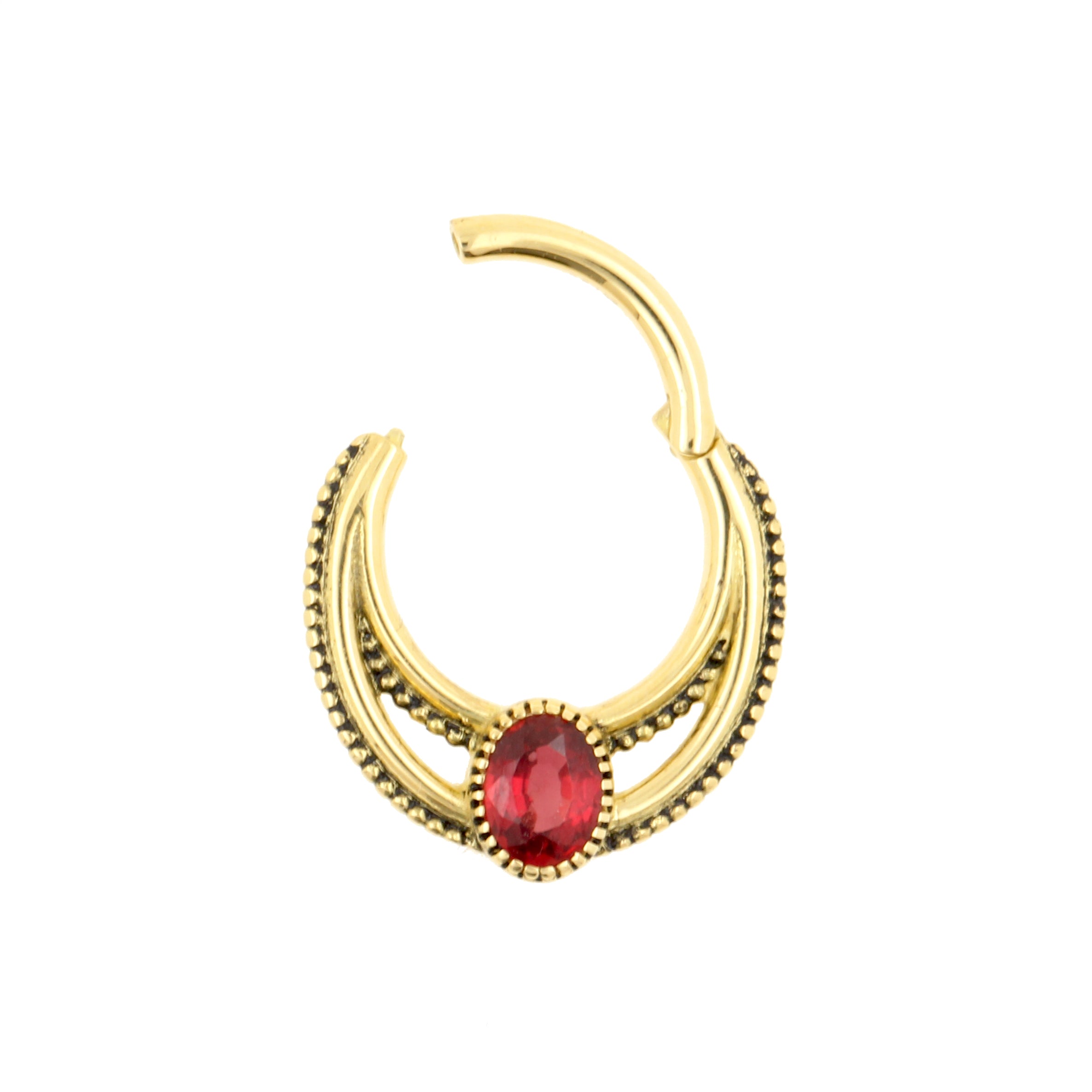 18 Karaats Gouden Click Ring - Double - Songea Sapphire Red