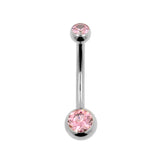 Titanium-Bananenpiercing mit pinkem Zirkonia