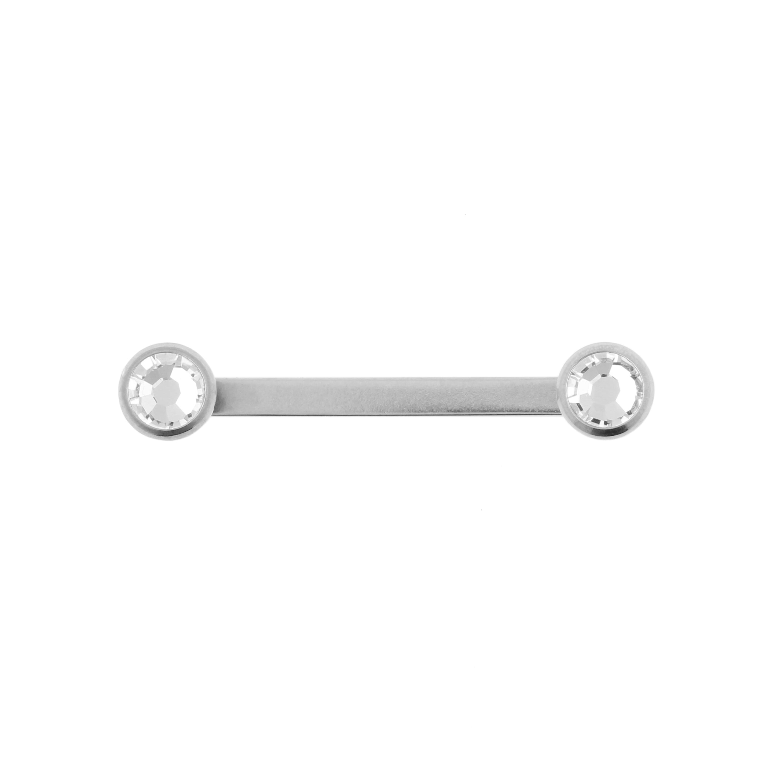 Titanium Platte Surface Barbell met Kristal Zilver