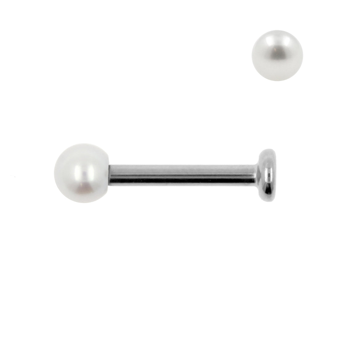 Titanium Labret Met Zoetwater Parel White