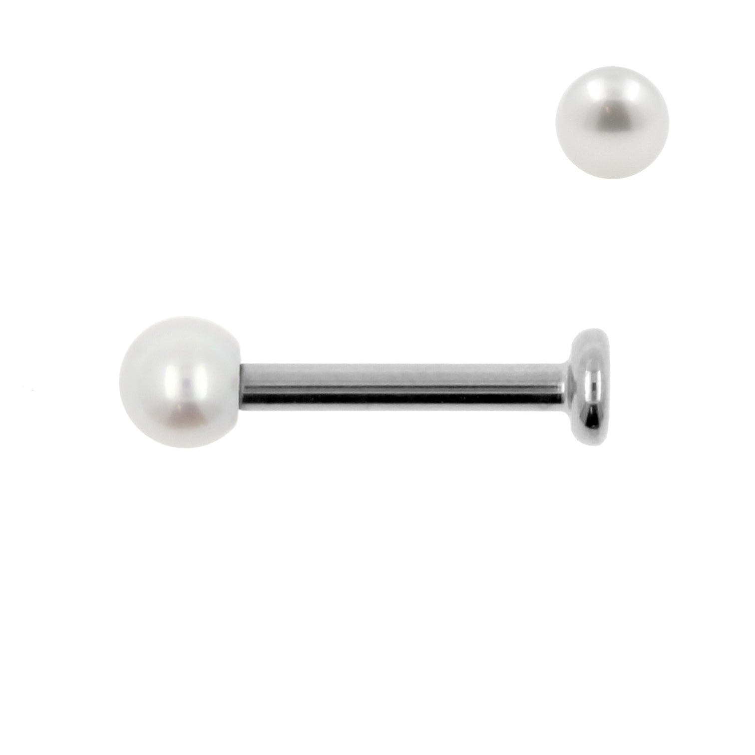 Titanium Labret Met Zoetwater Parel White