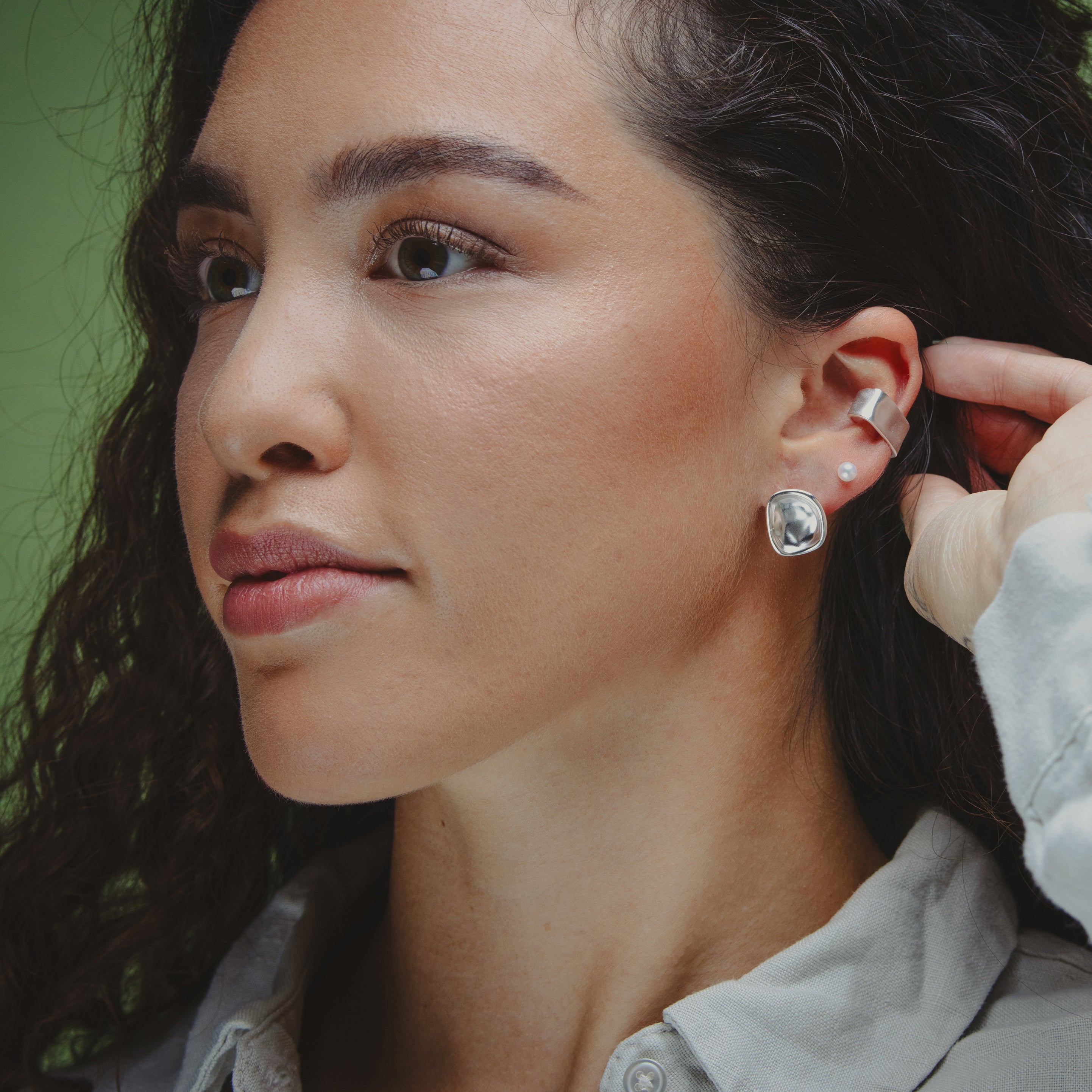 Titanium Labret Met Zoetwater Parel White