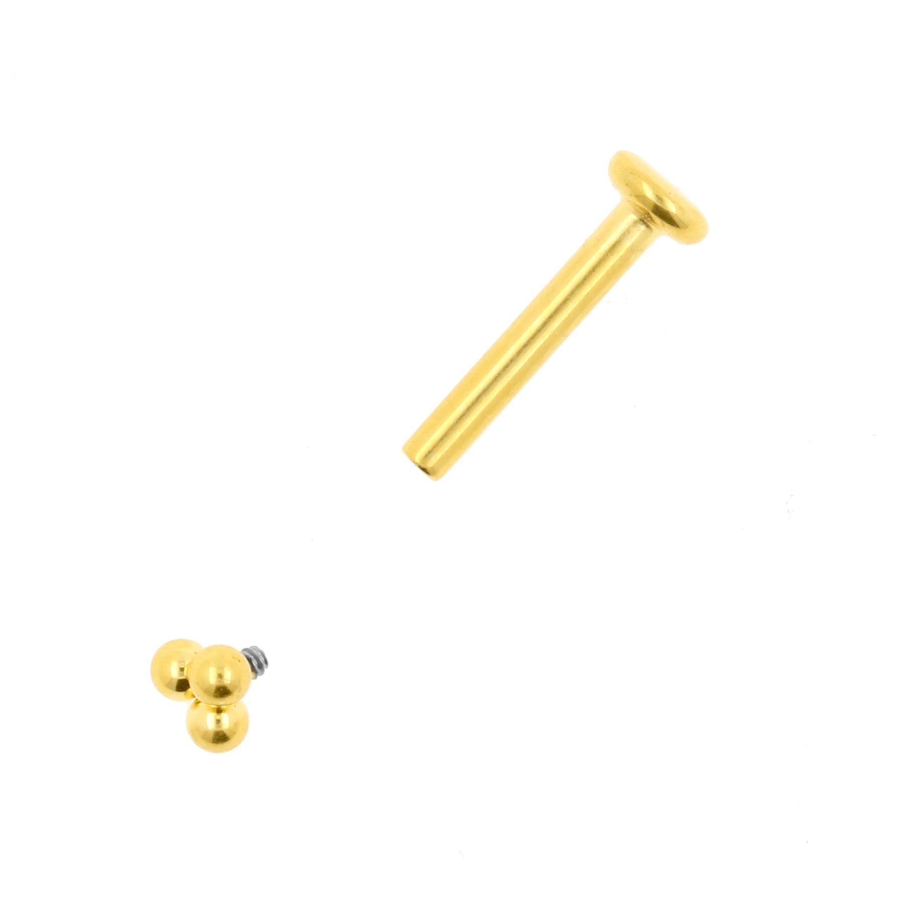 Titanium Labret Stud - Triple Dots 3mm Goud