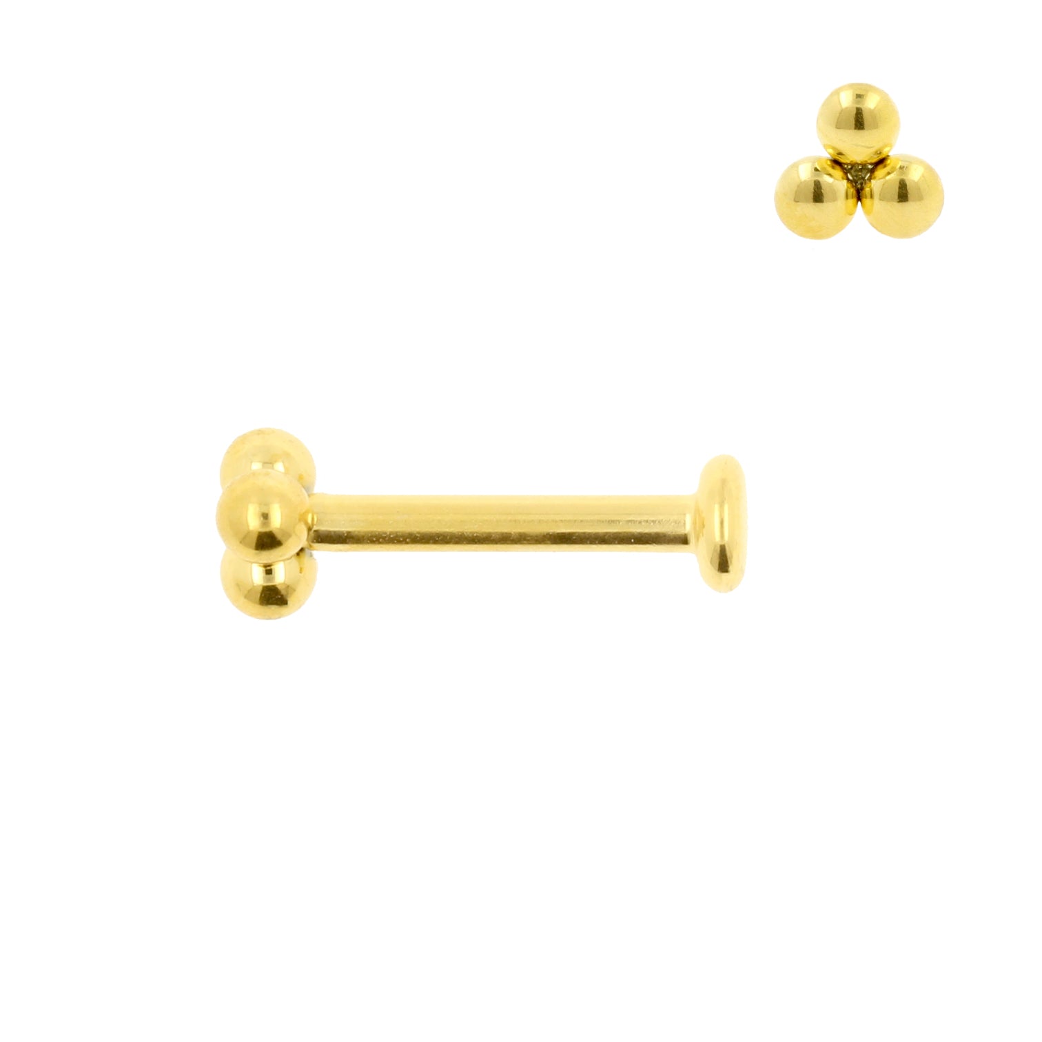 Titanium Labret Stud - Triple Dots 4mm Goud