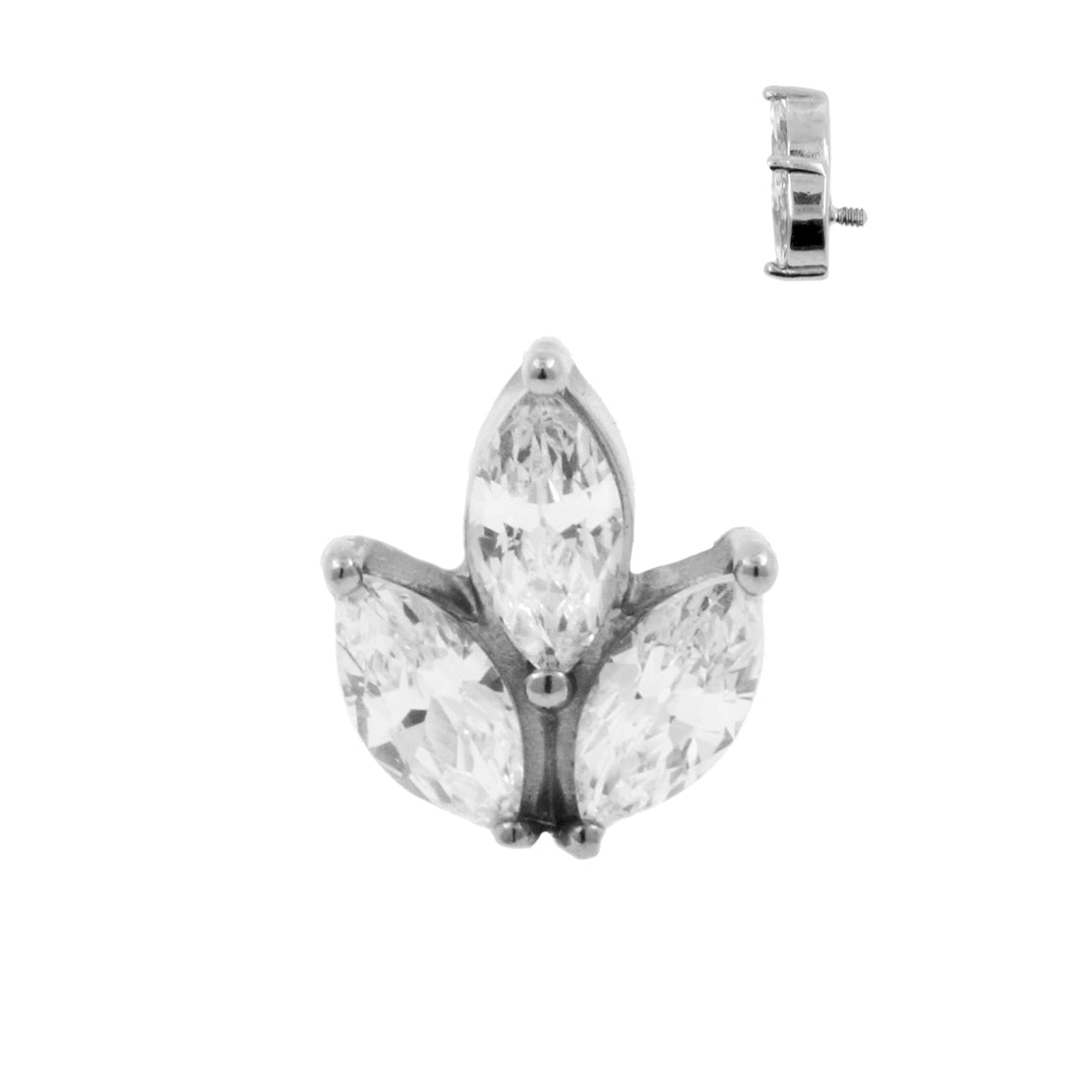 Surgical Steel Marquise Zirconia Cluster Silver