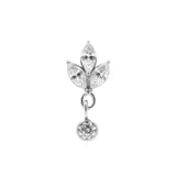 Chirurgischer Stahl Zirkonia Marquise mit Anhänger Silber