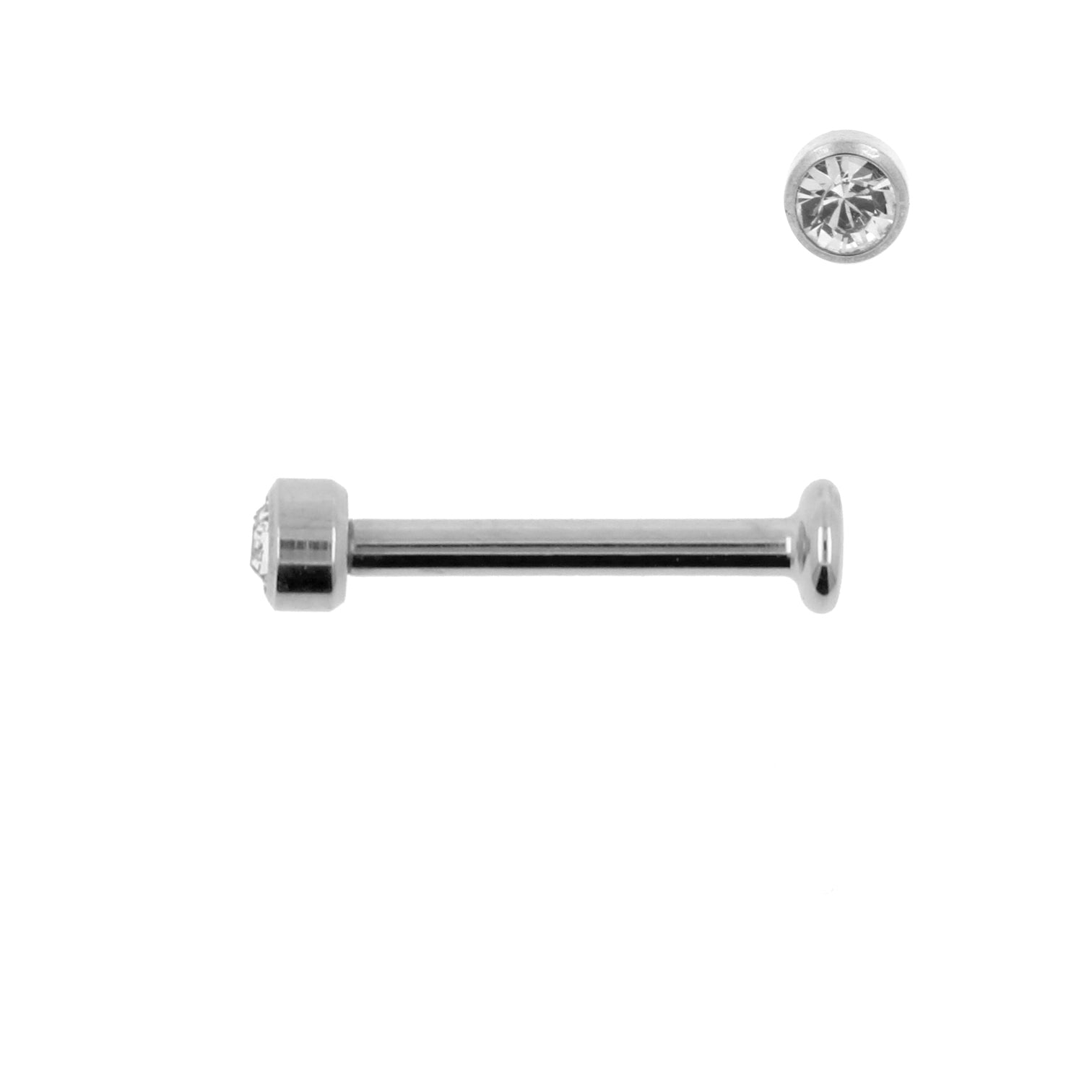 Titanium Labret Met 2,5mm Jewelled Disc Clear