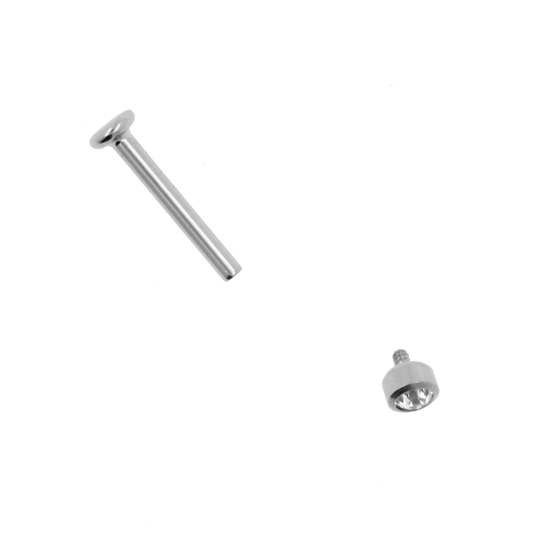 Titanium Labret Met 2,5mm Jewelled Disc Clear