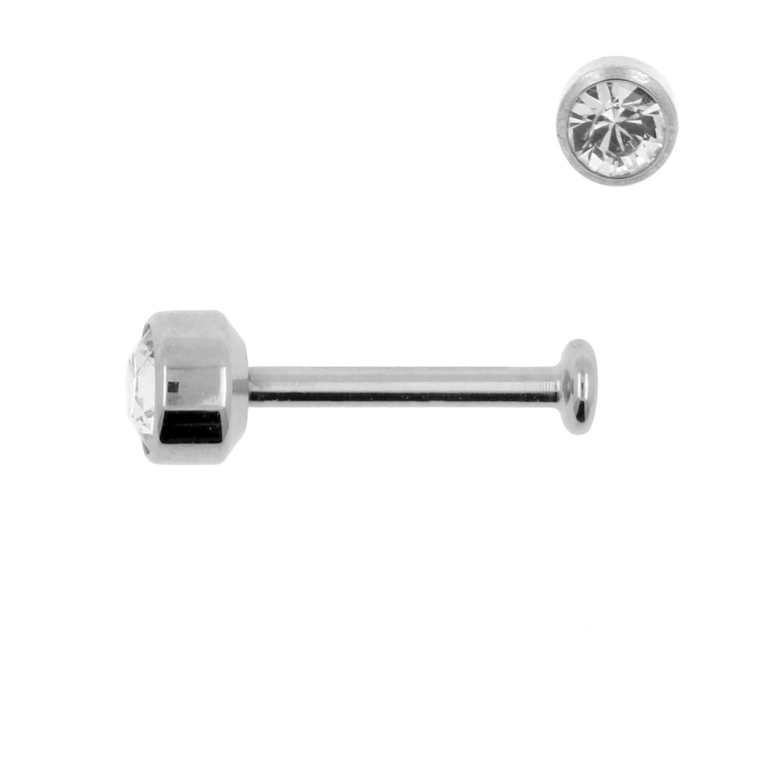 Titanium Labret Met 4mm Jewelled Disc Clear