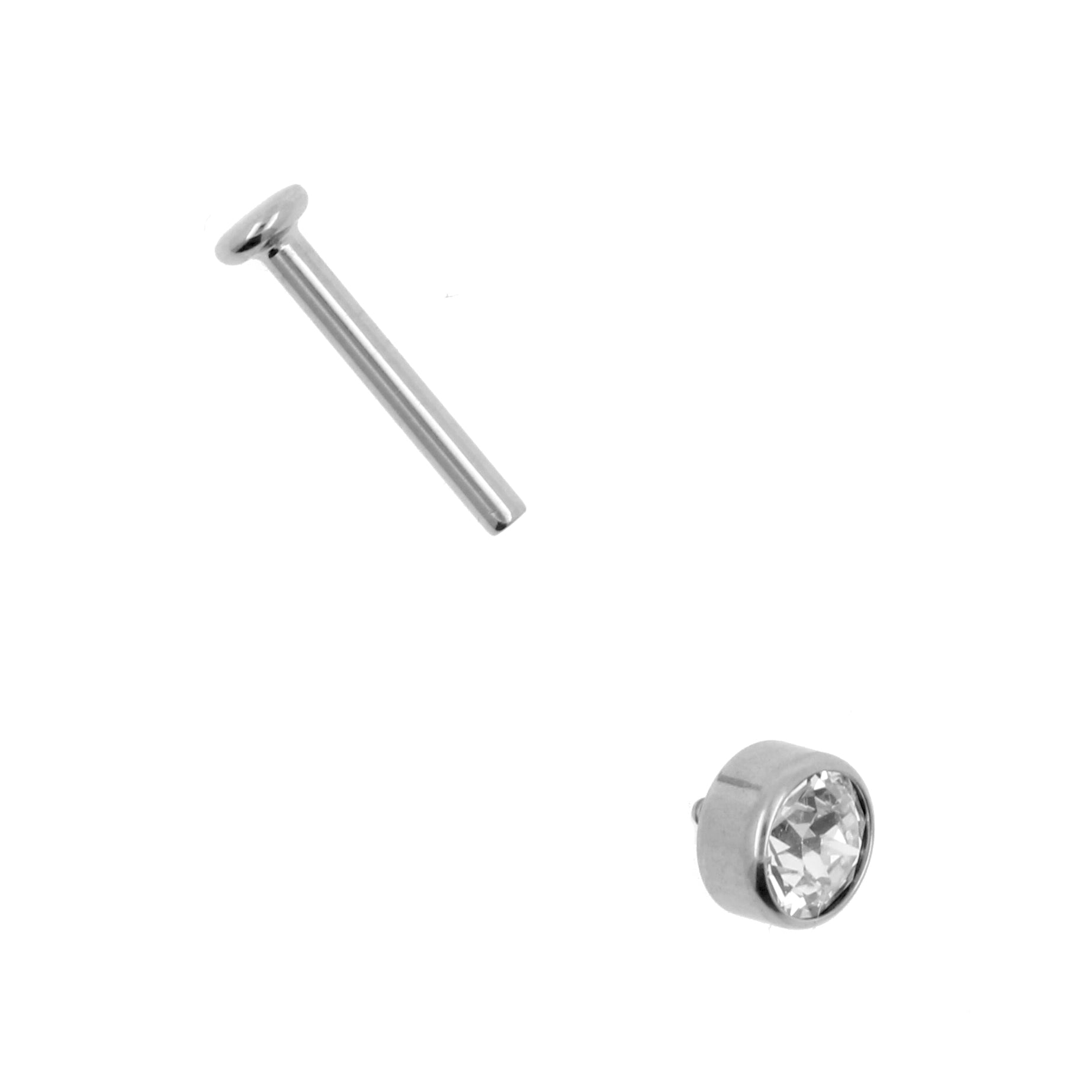 Titanium Labret Met 4mm Jewelled Disc Clear