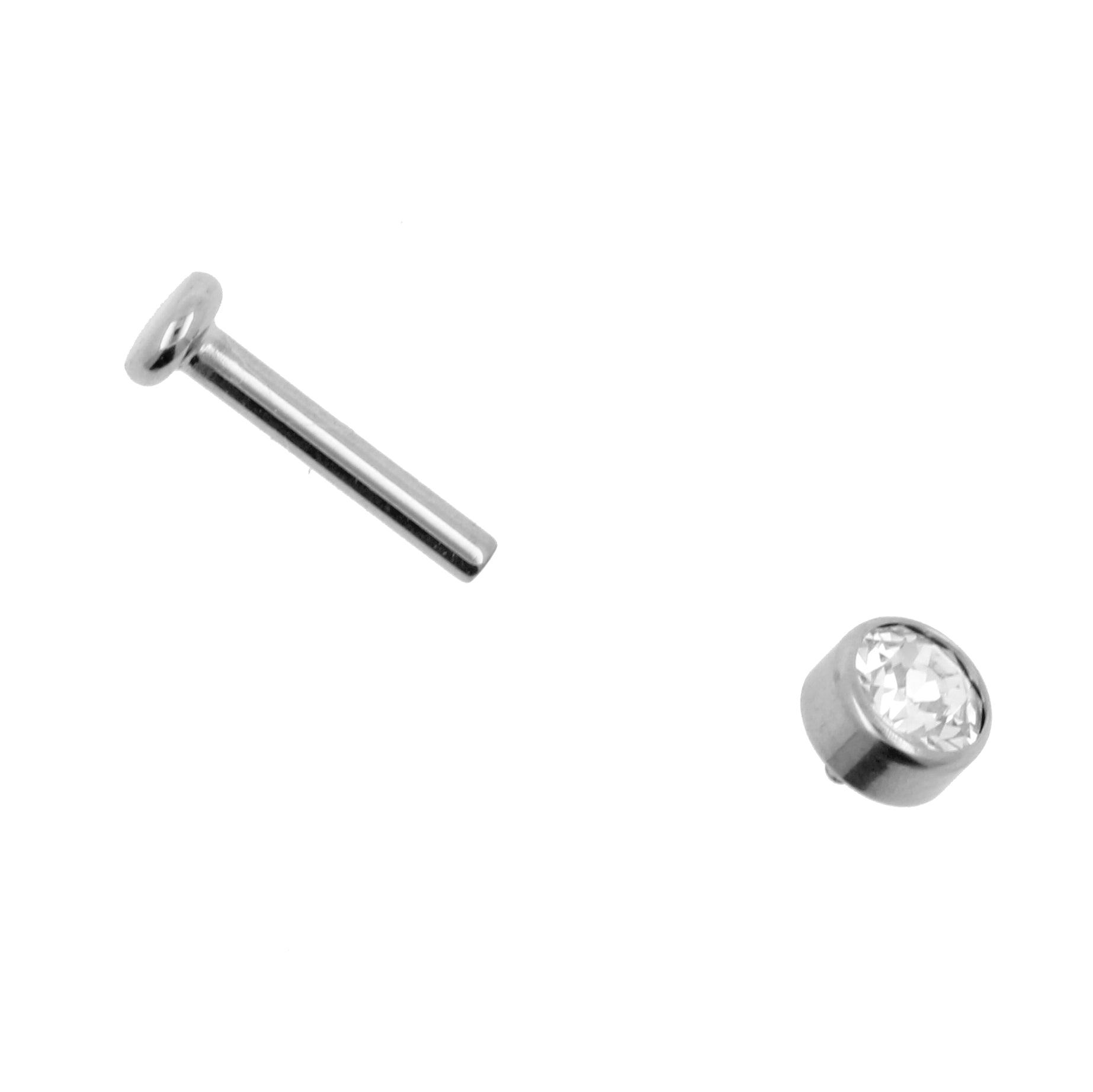 Titanium Labret Met 4mm Jewelled Disc Clear
