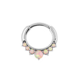 Chirurgenstahlring mit pinkem Opal im Prinzessschliff