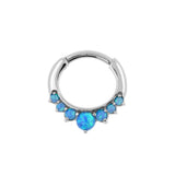 Chirurgischer Stahlring mit Saphirblauem Opal im Princess-Schliff