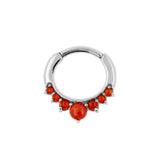 Chirurgischer Edelstahlring mit rotem Opal im Princess-Schliff