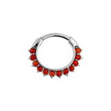 Chirurgischer Stahlring mit rotem Opal im Sonnenblumen-Design