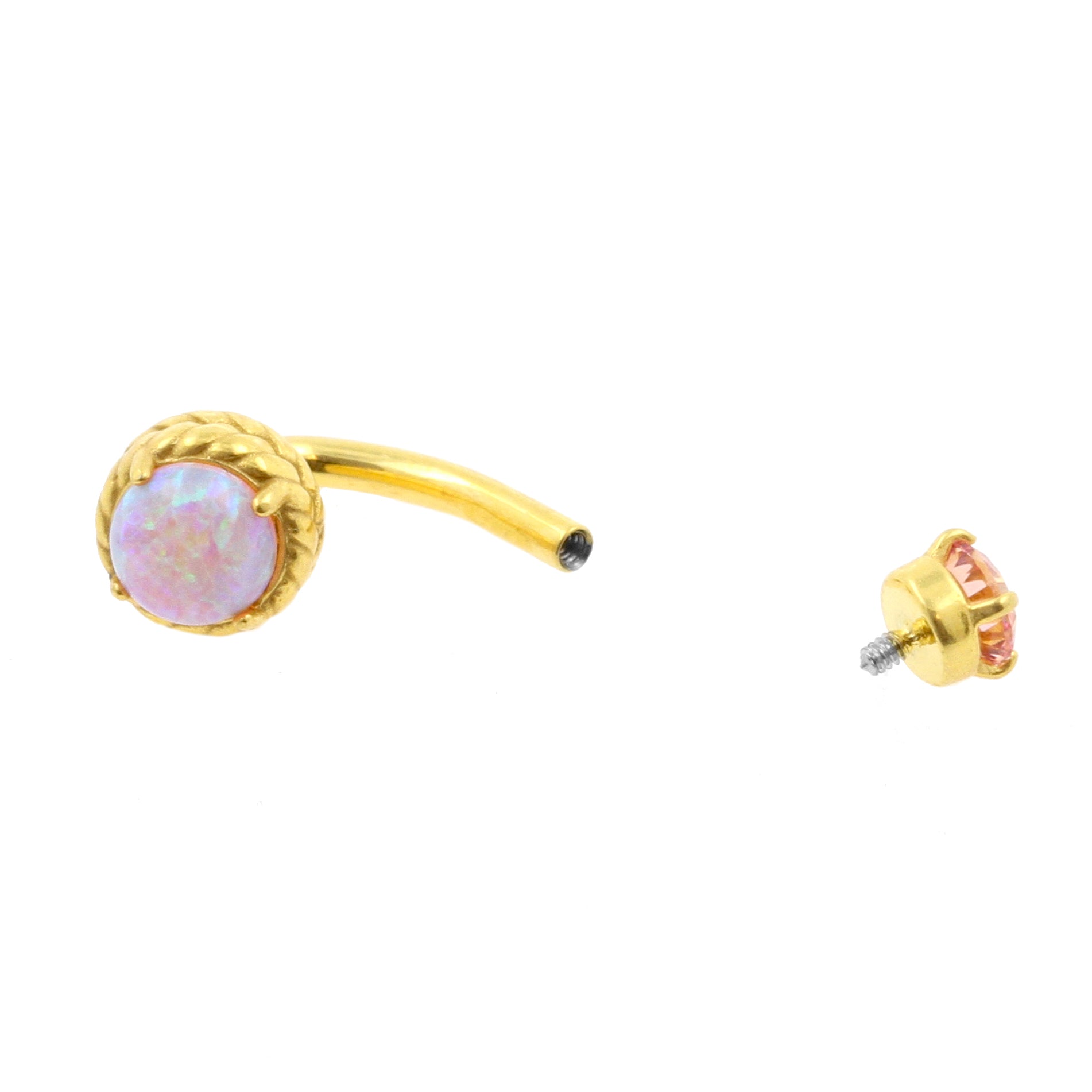 Chirurgisch Stalen Opaal Zirkonia - Rook Piercing Pink Opal