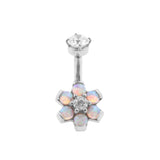 Chirurgischer Stahl Opal Zirkonia Blume - Nasenpiercing Pink Opal